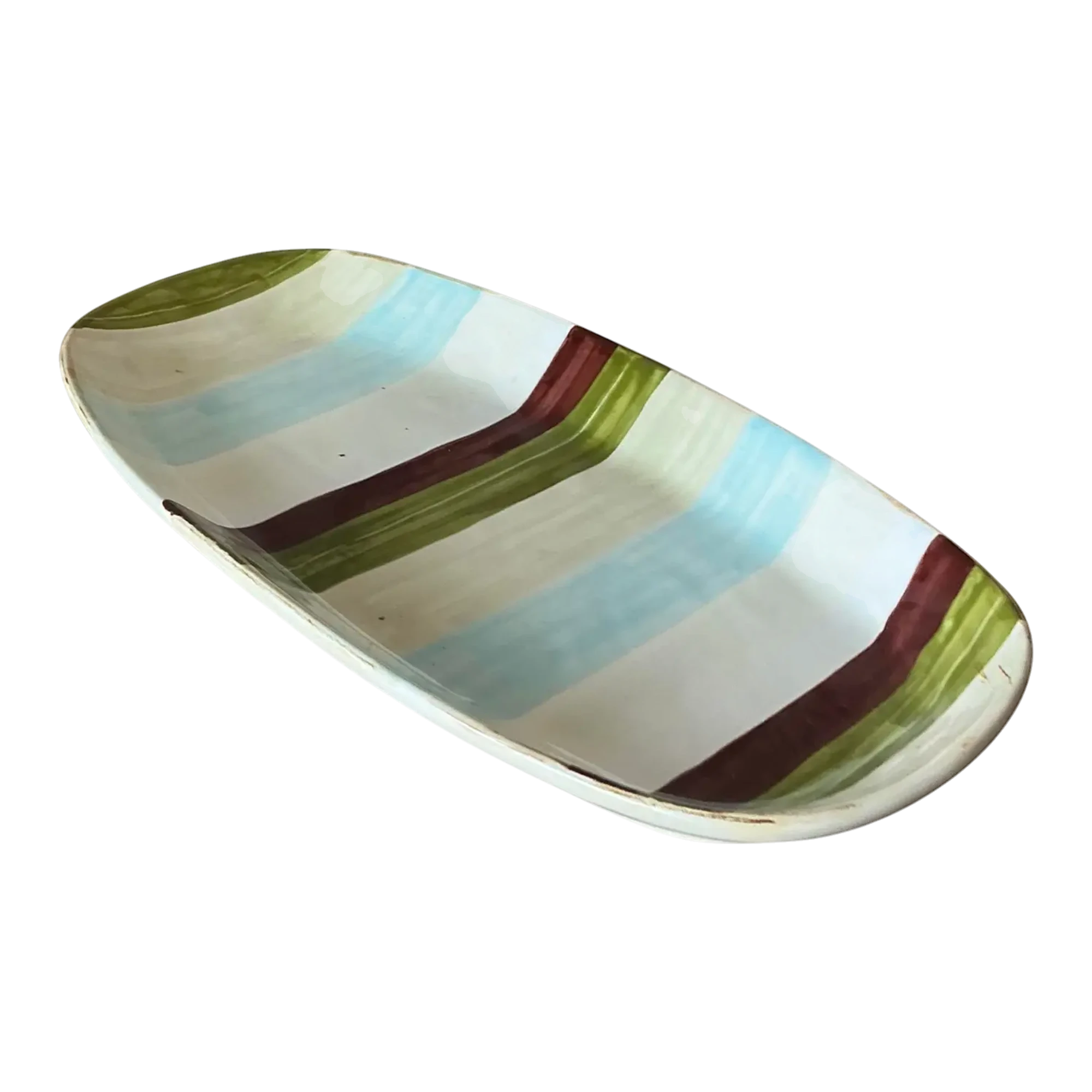 Vintage Boho Italian Vietri Glazed Ceramic Serving Tray