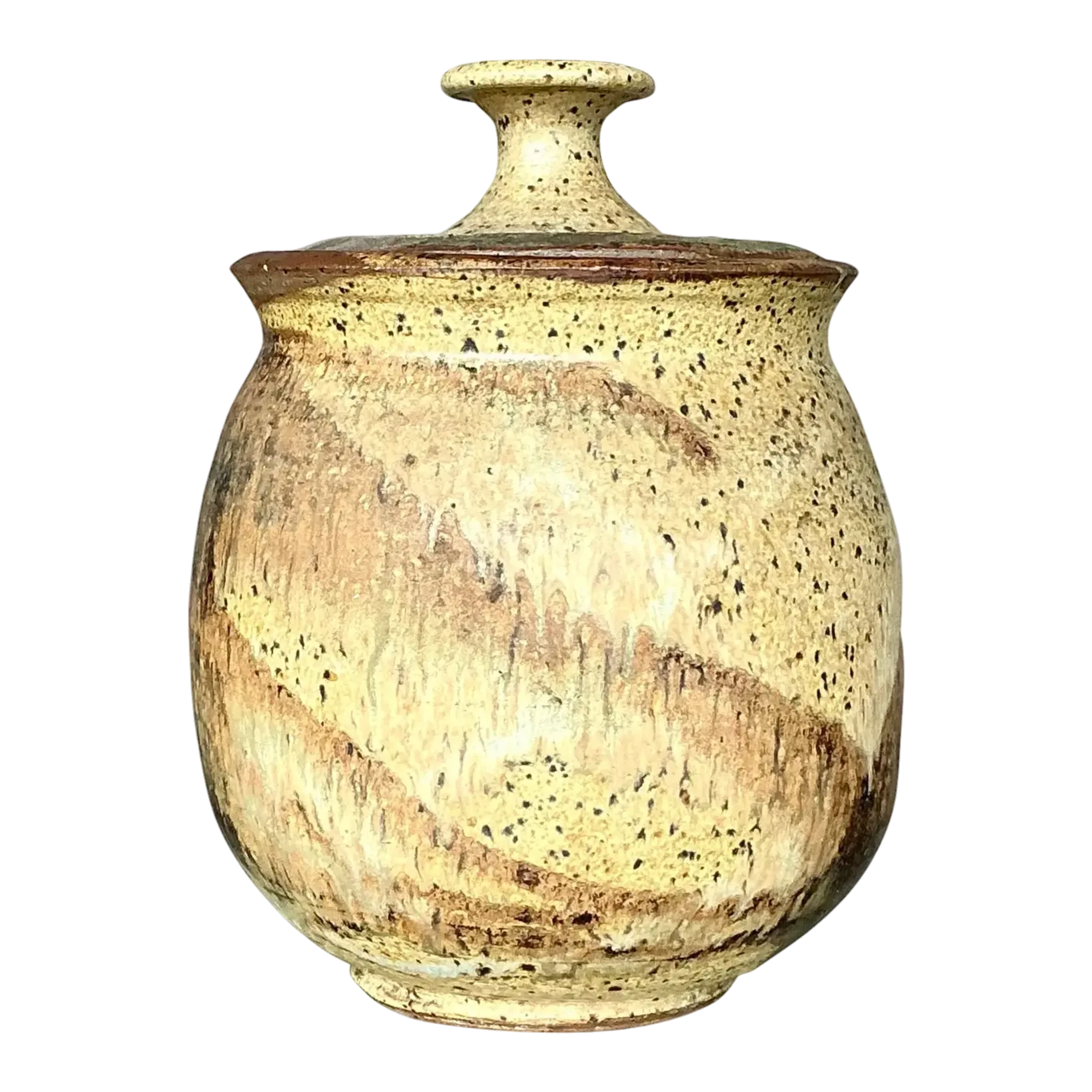 Vintage Boho Lidded Studio Pottery Urn