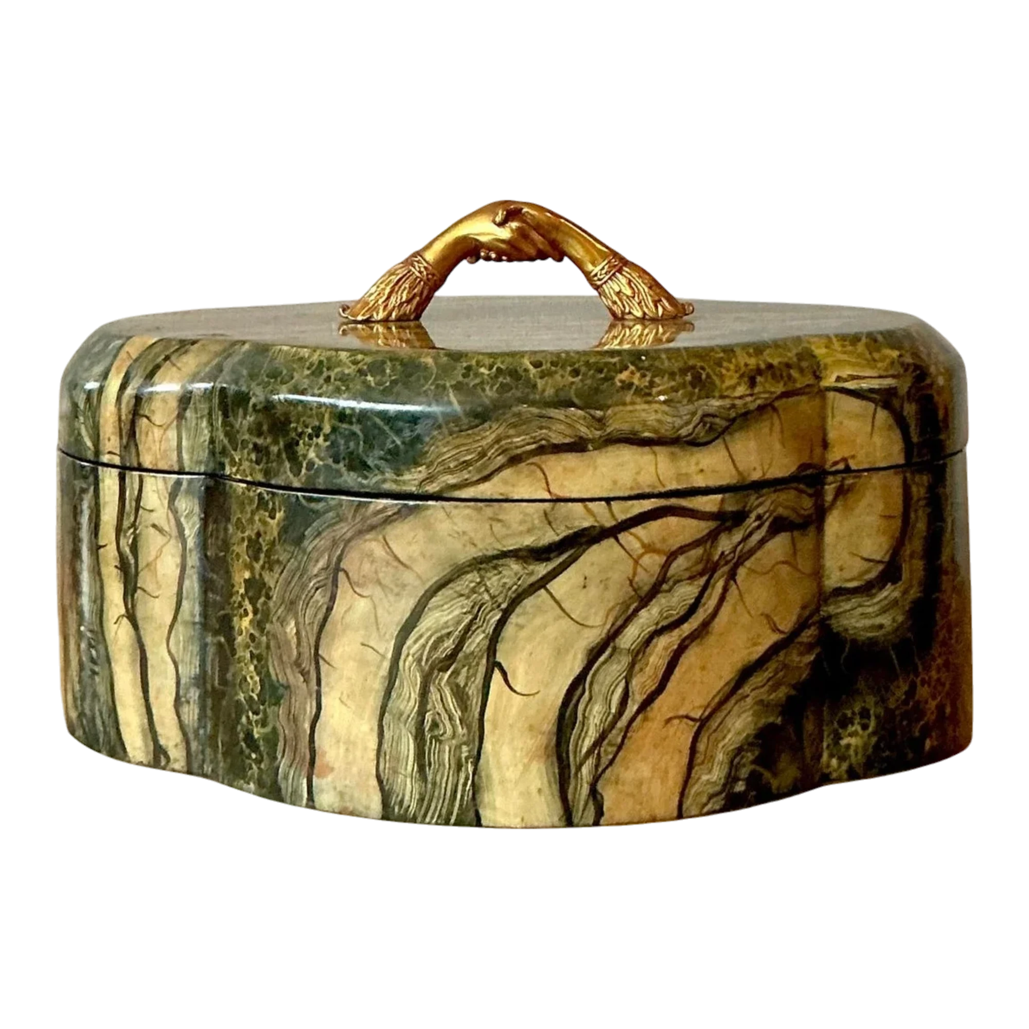 Vintage Boho Maitland Smith Hand Painted Handshake Box