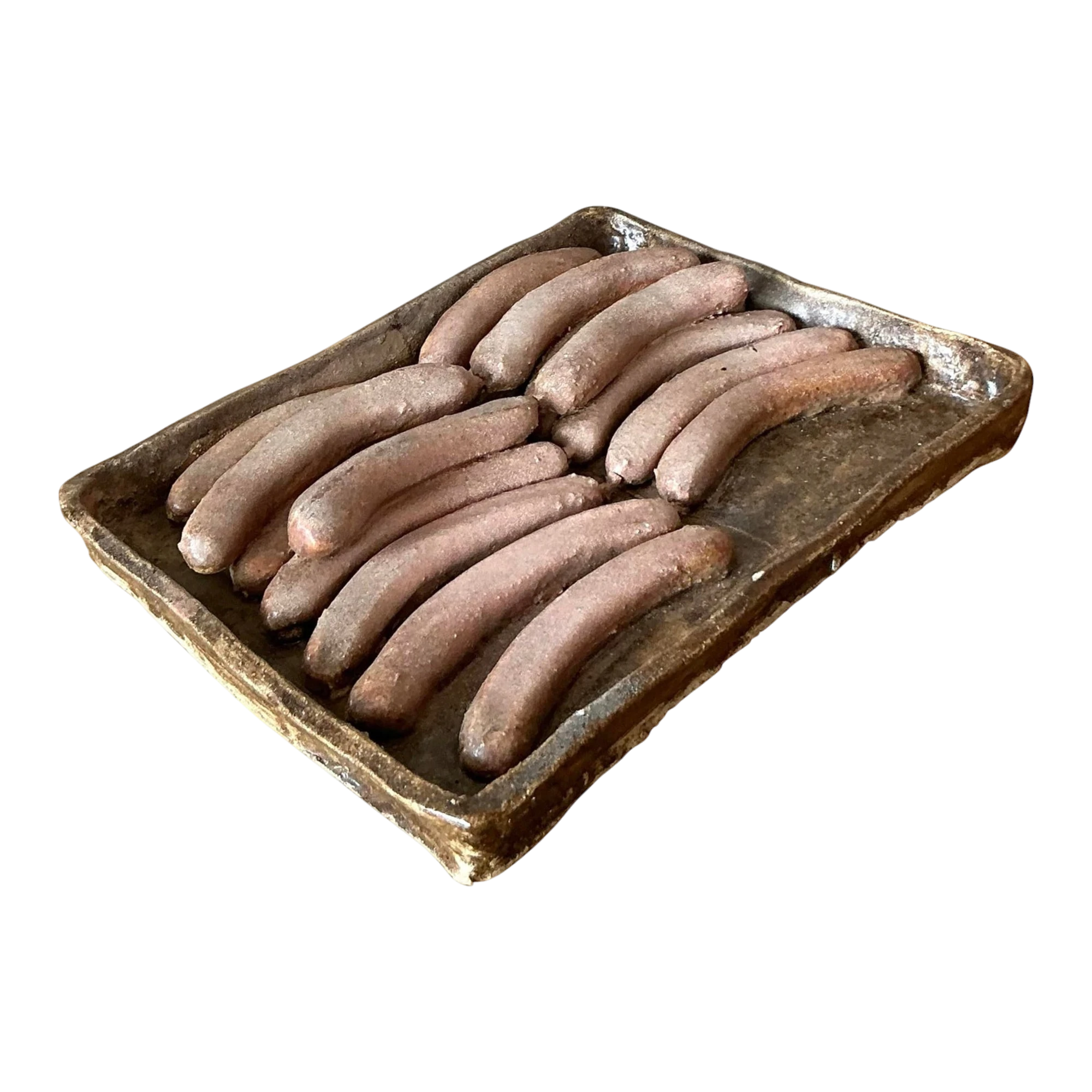 Vintage Boho Majolica Ceramic Tray of Sausages
