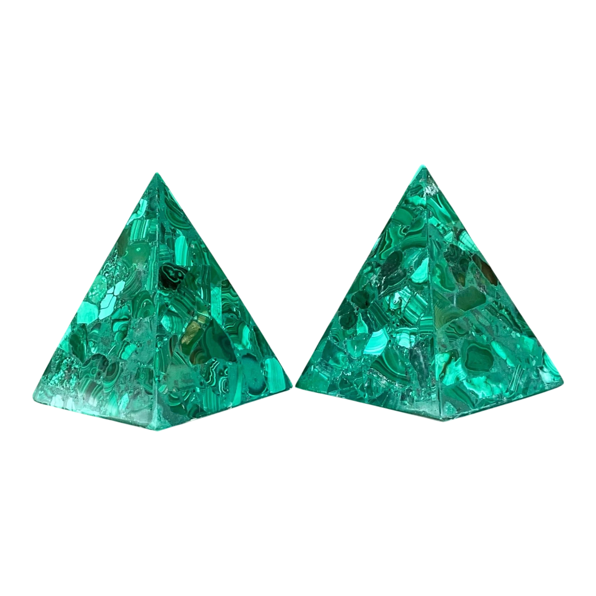 Vintage Boho Malachite Pyramids- a Pair