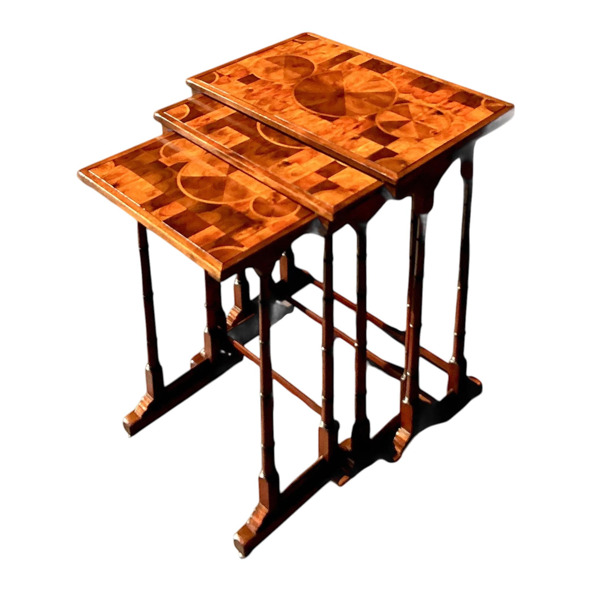 Vintage Boho Marquetry Nesting Tables - Set of 3