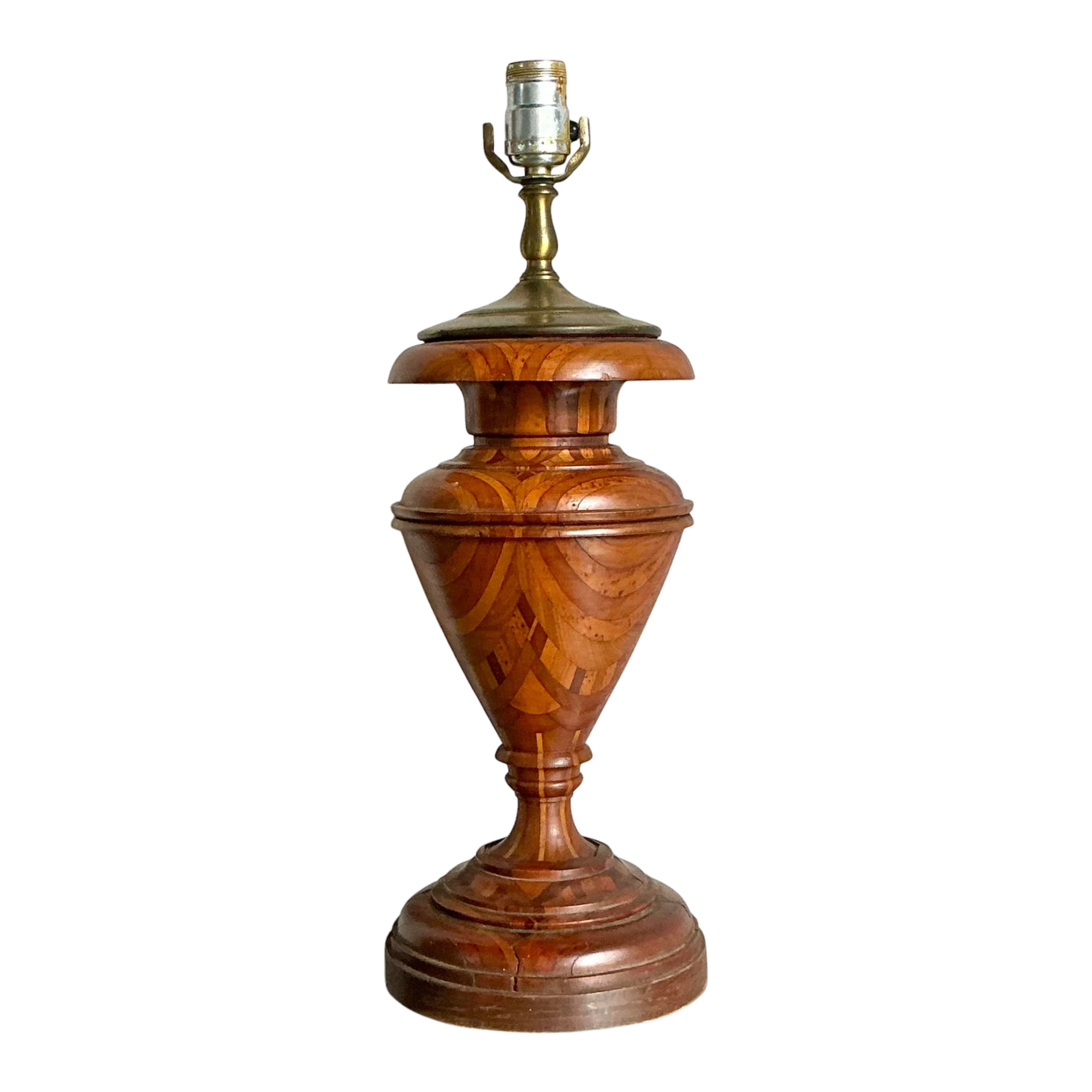 Vintage Boho Marquetry Wood Lamp