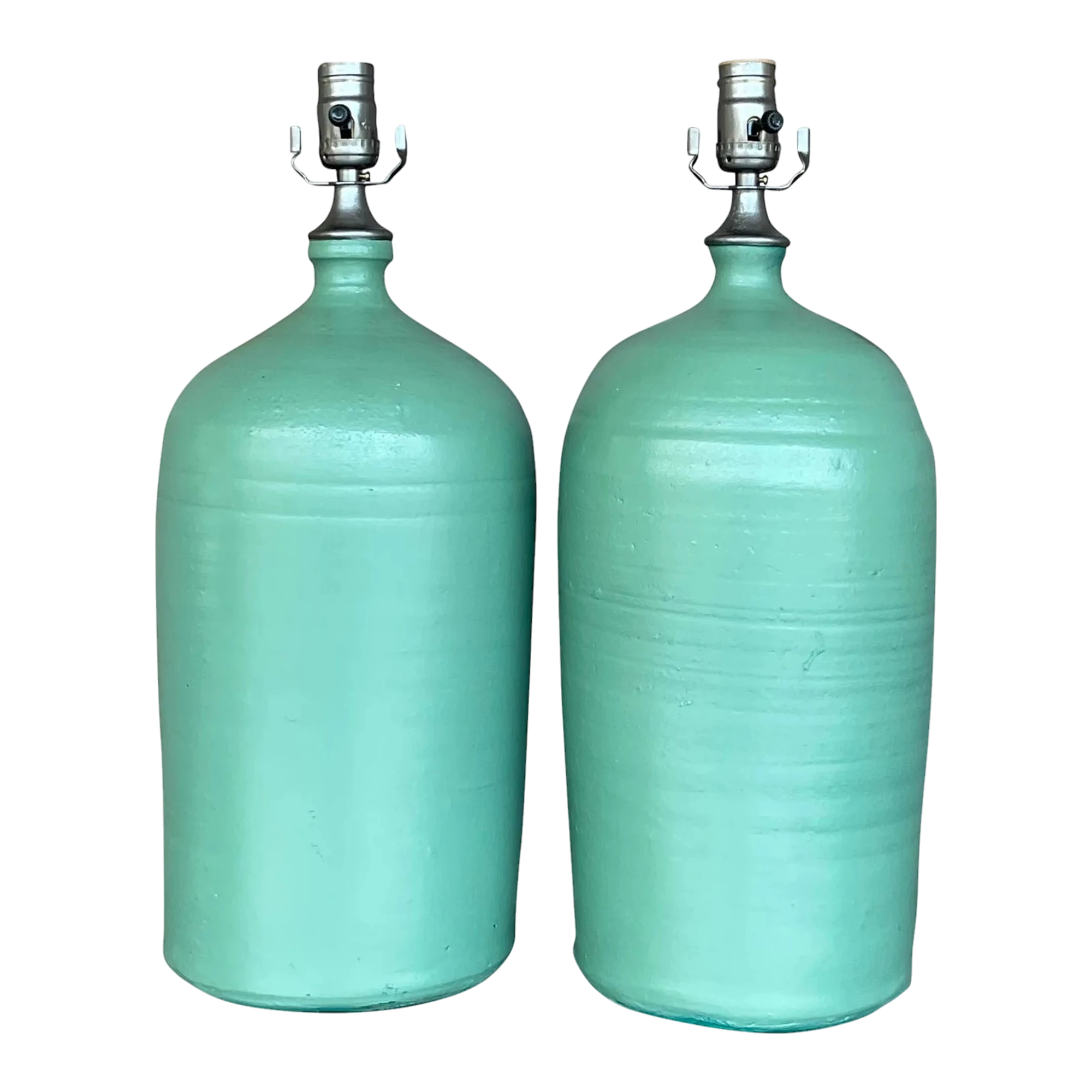 Vintage Boho Matte Glazed Ceramic Lamps - a Pair — additional photo 1
