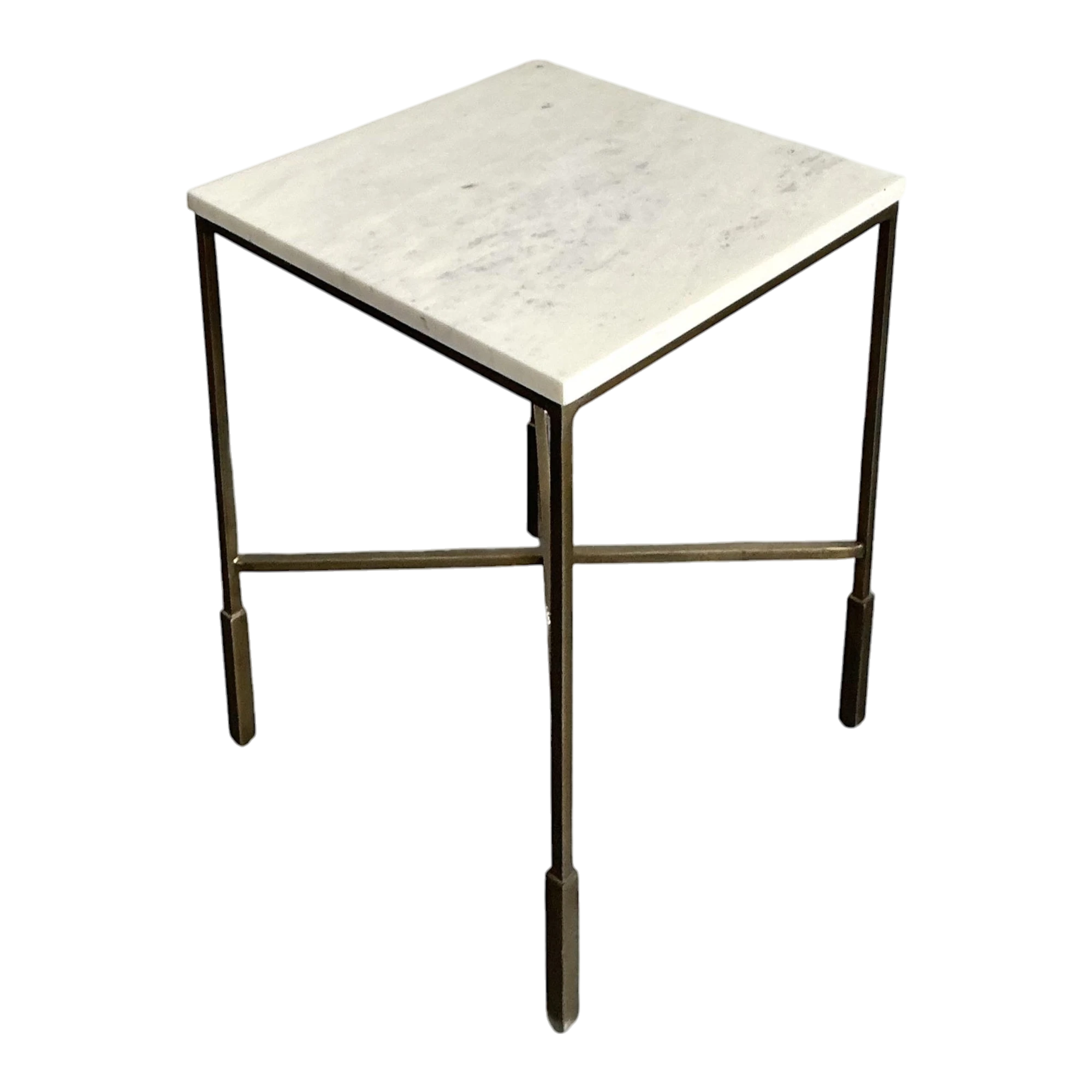 Vintage Boho Mecox Stone Top Side Table