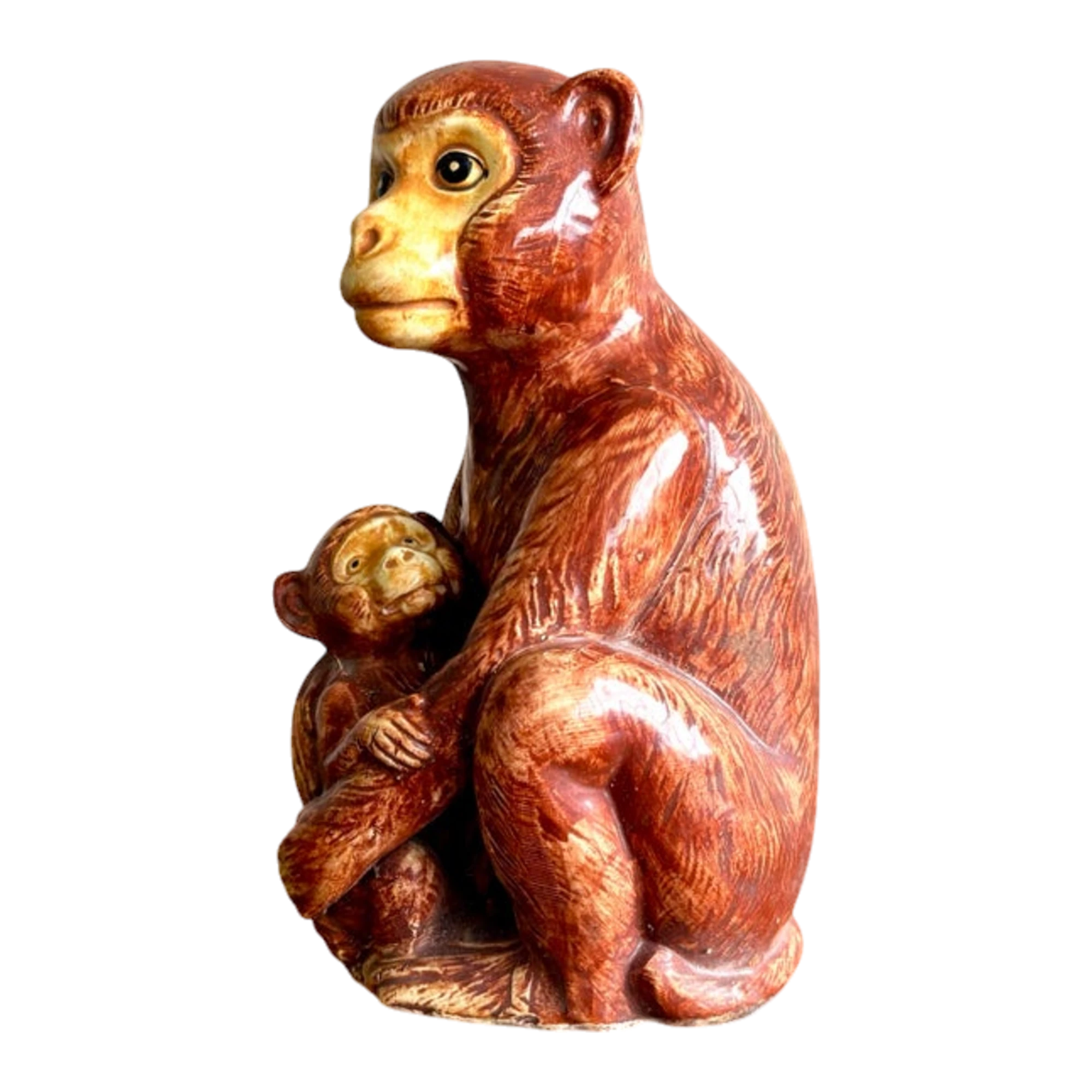 Vintage Boho Monkey Pair Statue