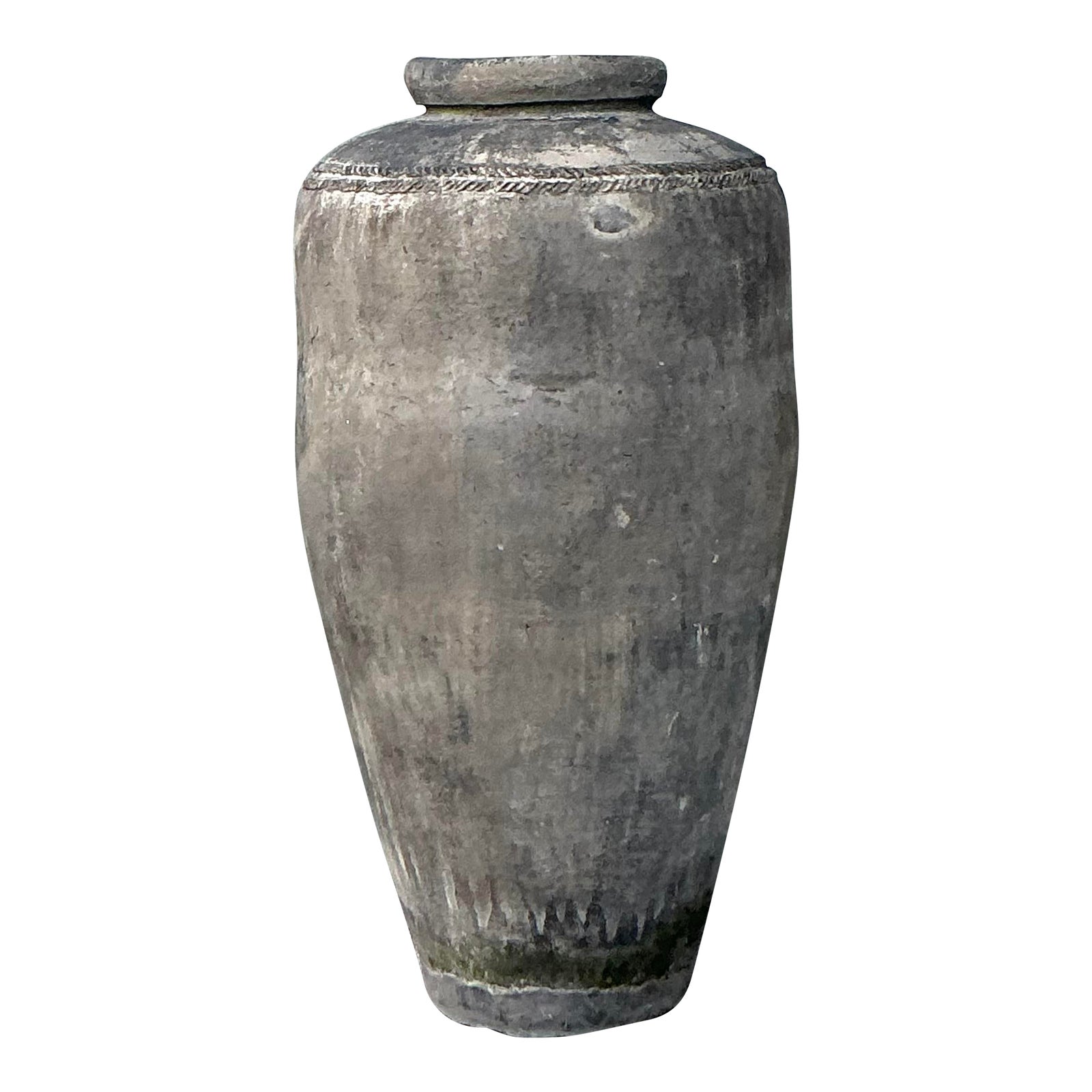 Vintage Boho Monumenral Patinated Ceramic Urn