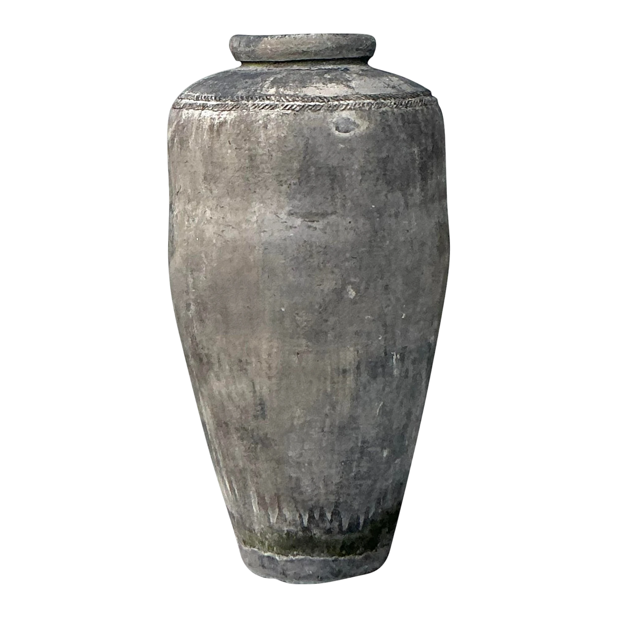 Vintage Boho Monumenral Patinated Ceramic Urn