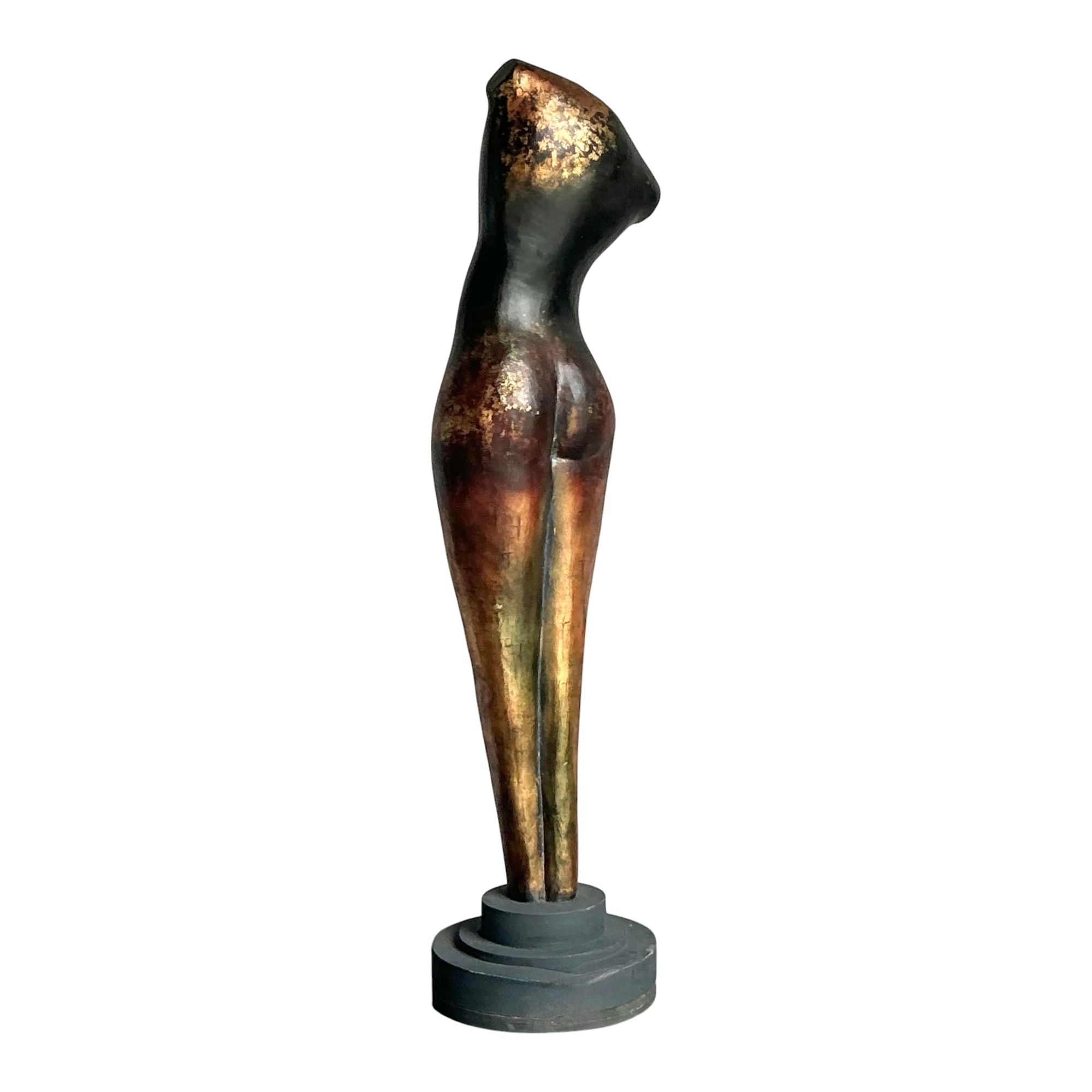Vintage Boho Monumental Abstract Figurative Sculpture of Woman