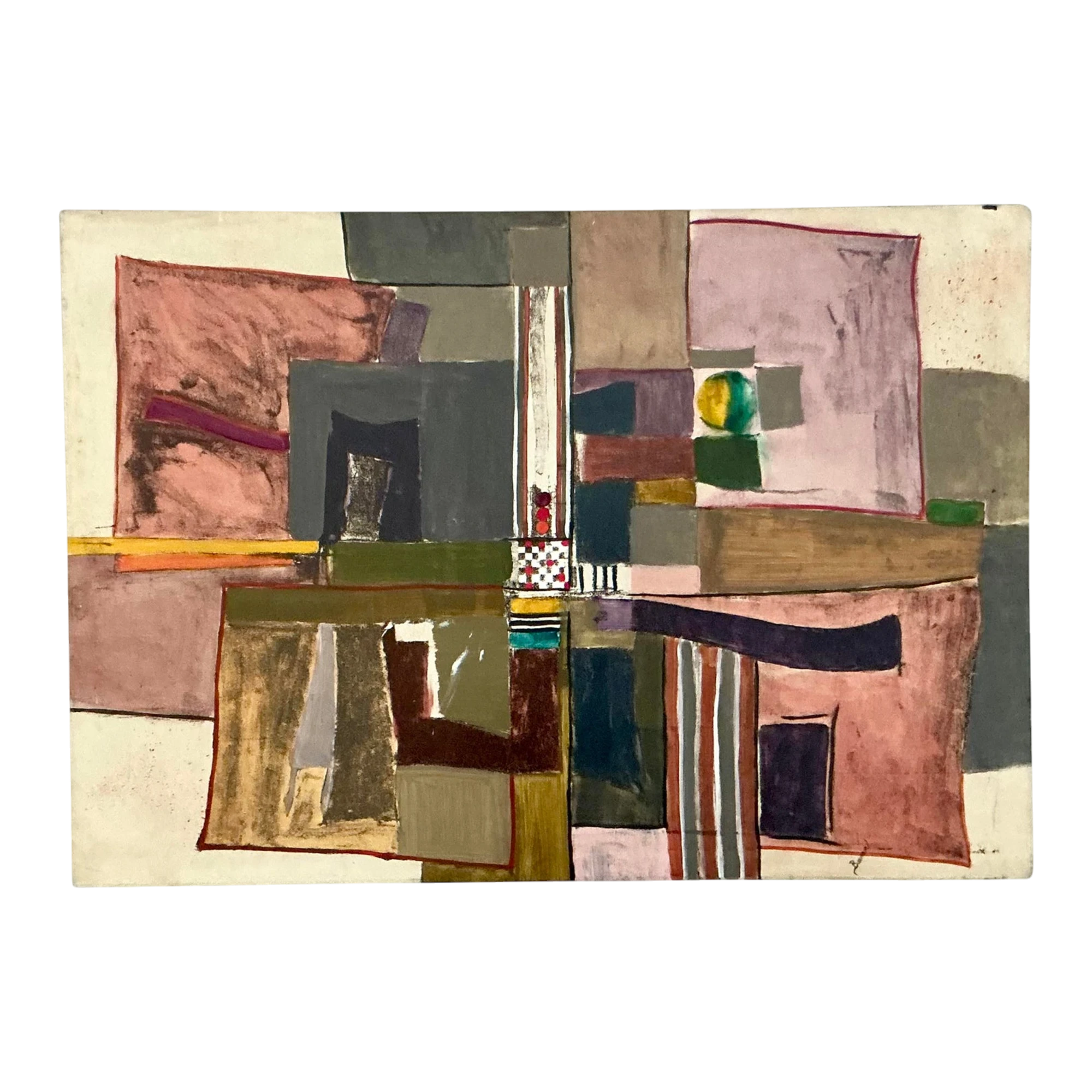 Vintage Boho Monumental Abstract Oil on Canvas - Canvas, 60W x 42H