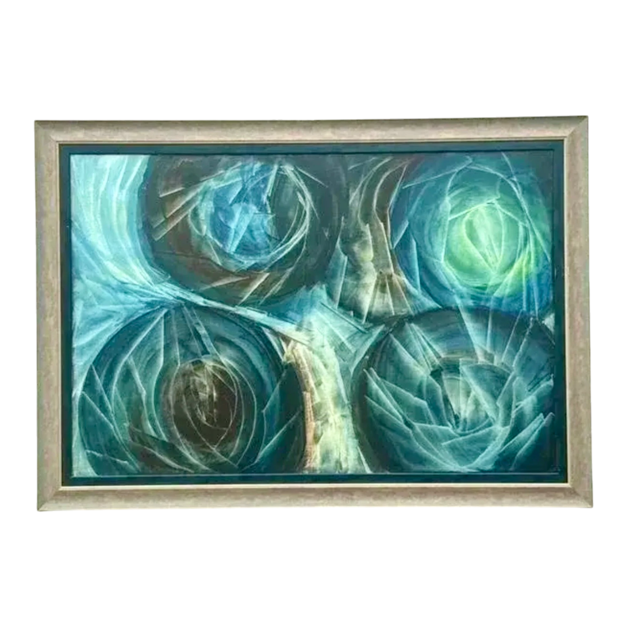 Vintage Boho Monumental Abstract Oil Painting on Canvas - Canvas, 67W x 47.25H