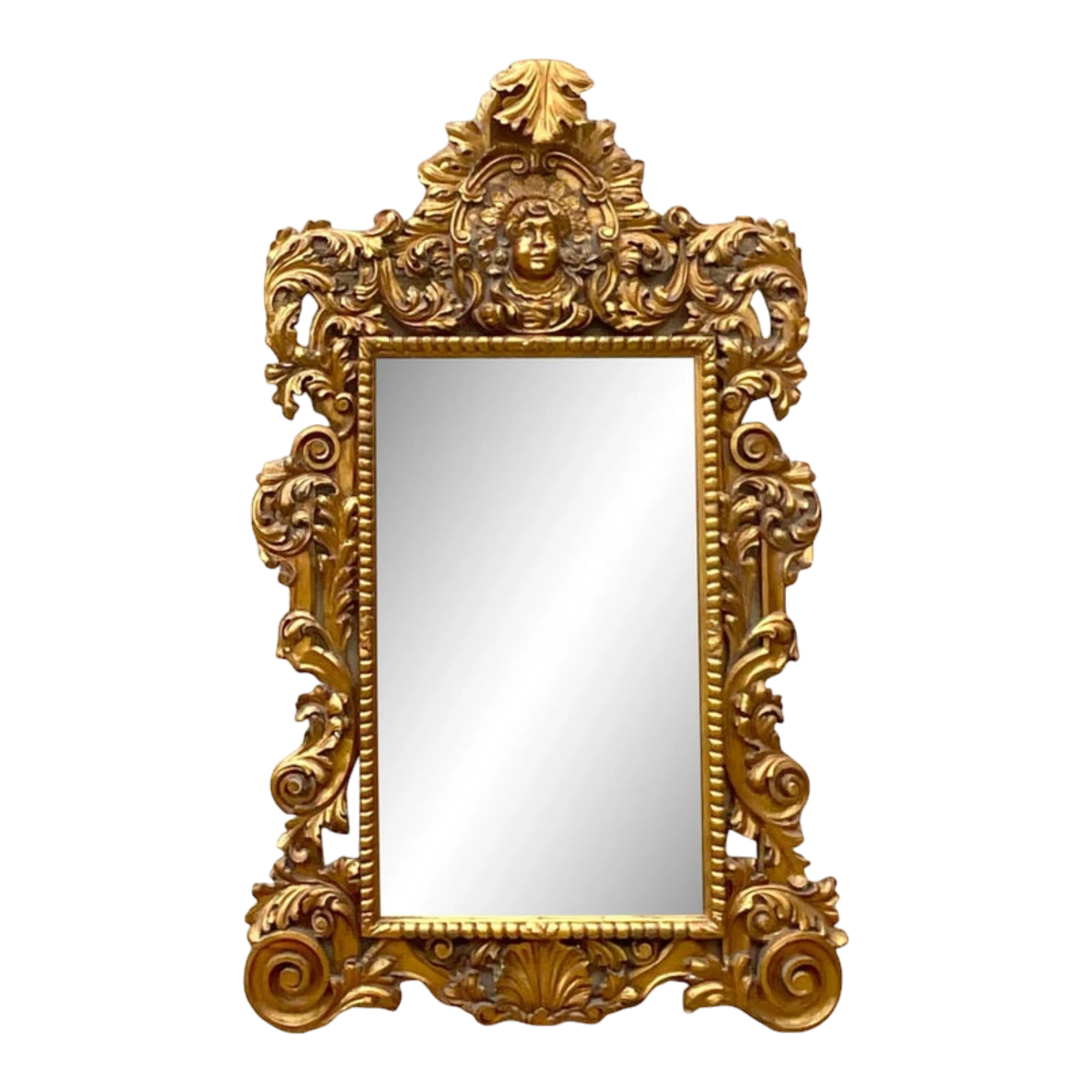 Vintage Boho Monumental Carved Gilt Mirror