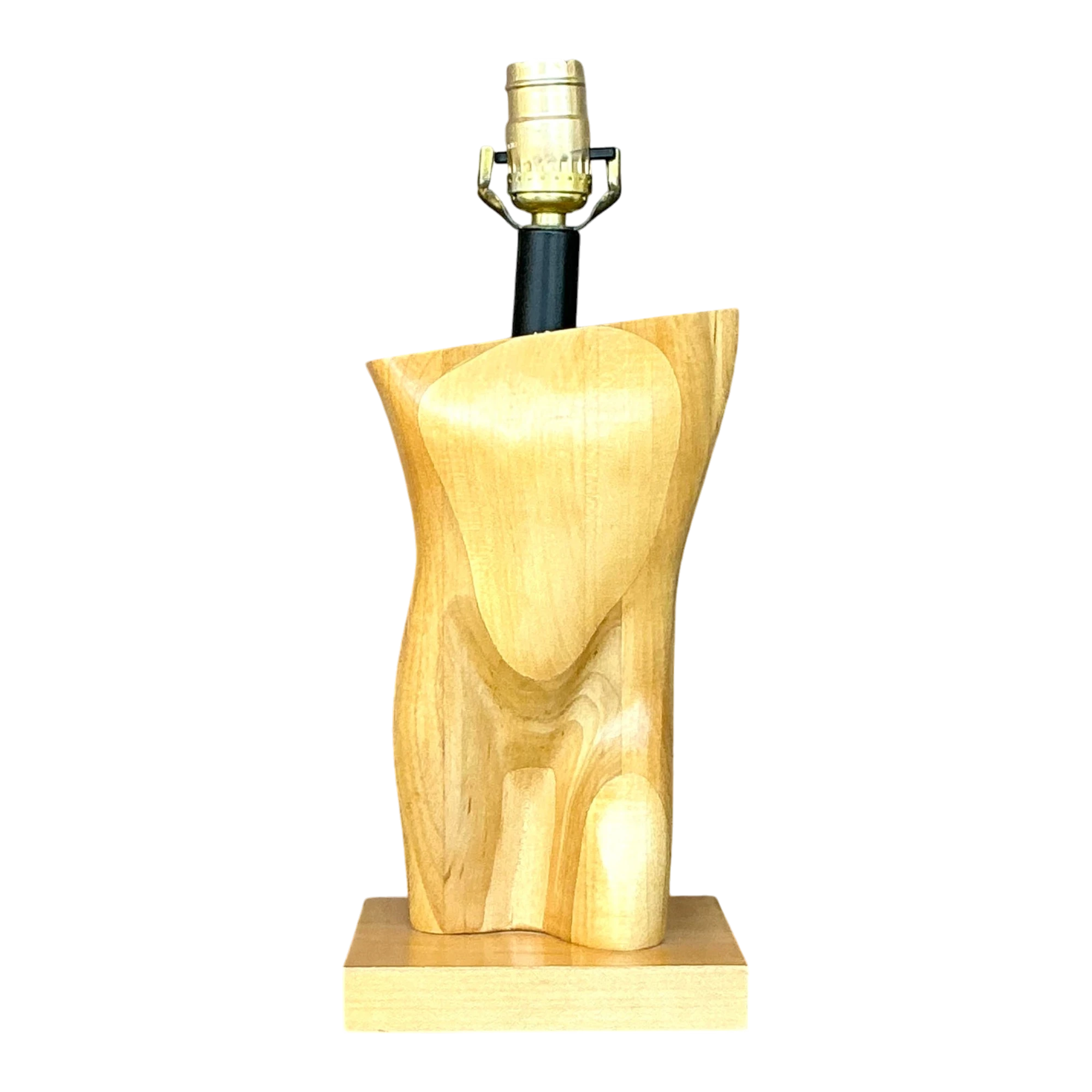Vintage Boho Monumental Carved Male Torso Lamp