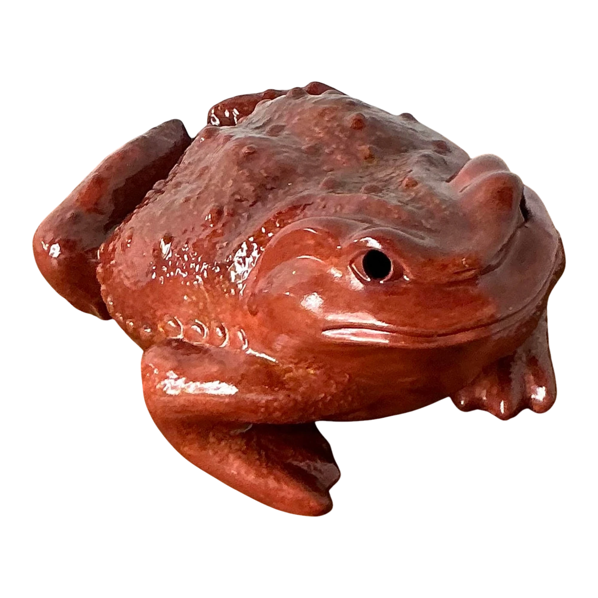 Vintage Boho Monumental Glazed Ceramic Frog