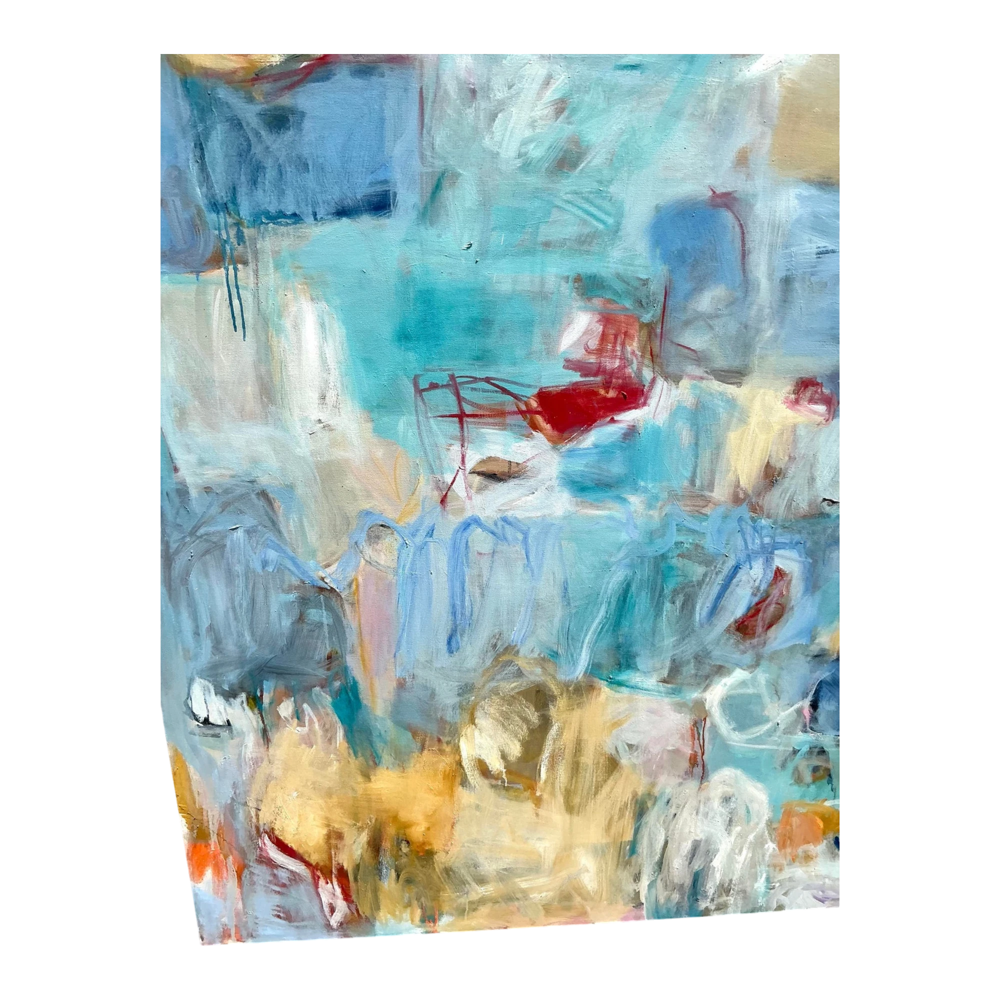 Vintage Boho Monumental Original Abstract Oil on Canvas
