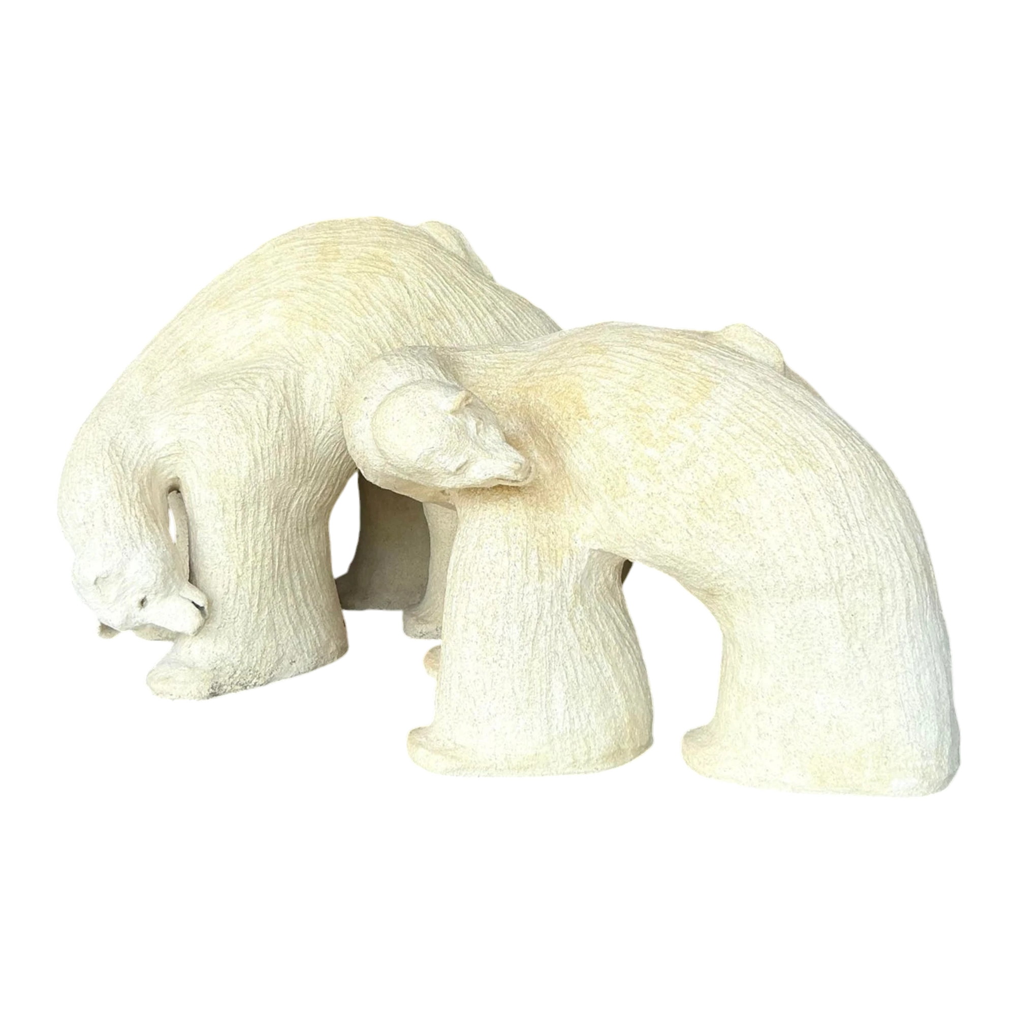 Vintage Boho Monumental Original Studio Pottery Polar Bears - A Pair