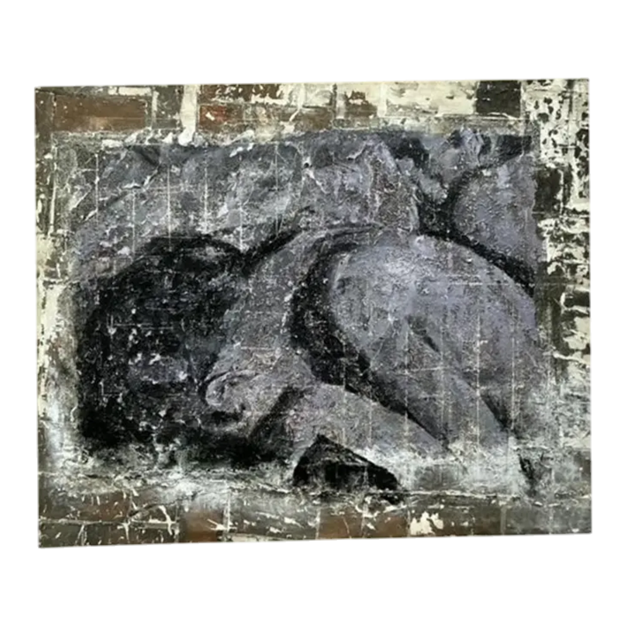 Vintage Boho Monumental Original Textured Abstract Painting on Canvas
