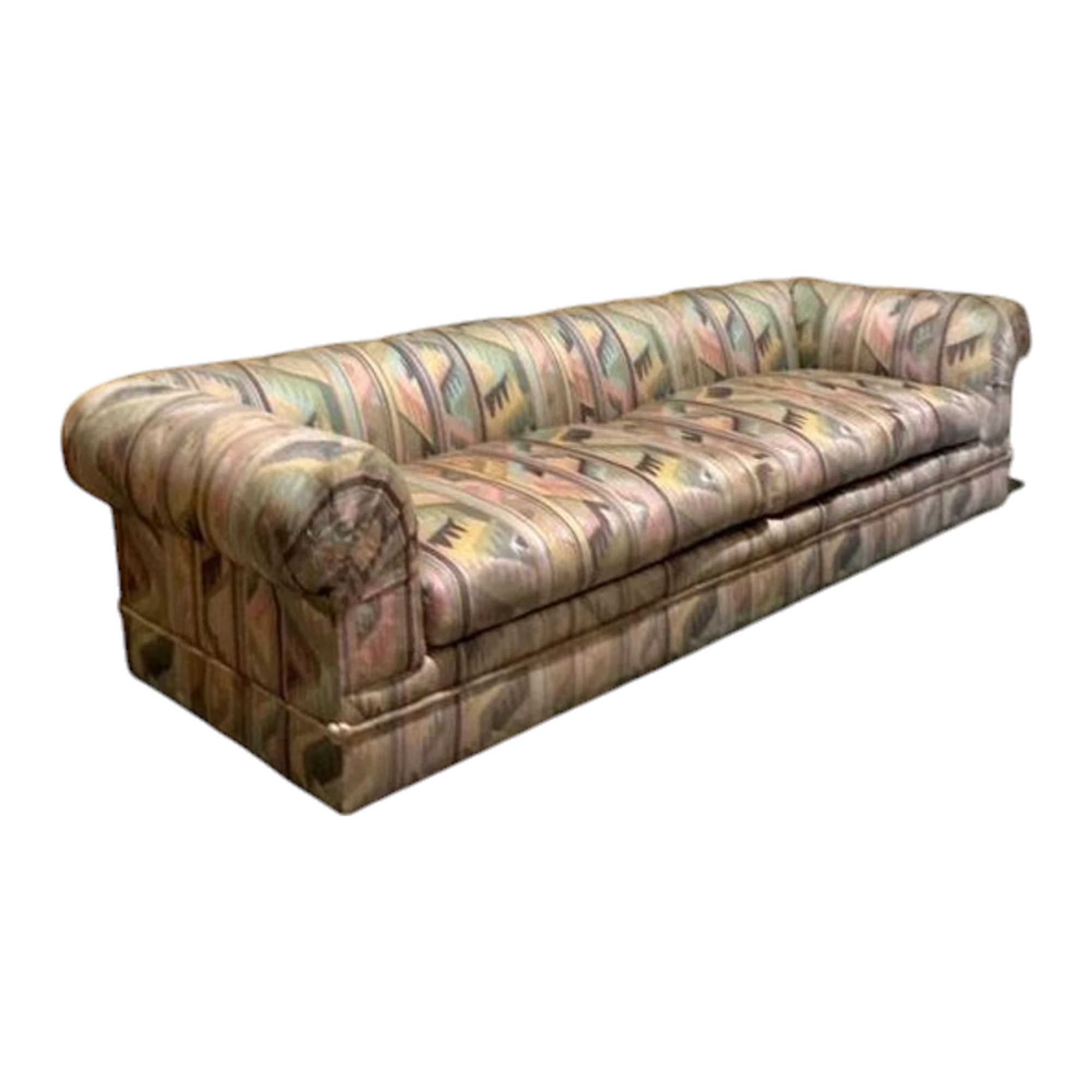 Vintage Boho Monumental Roll Arm Sofa
