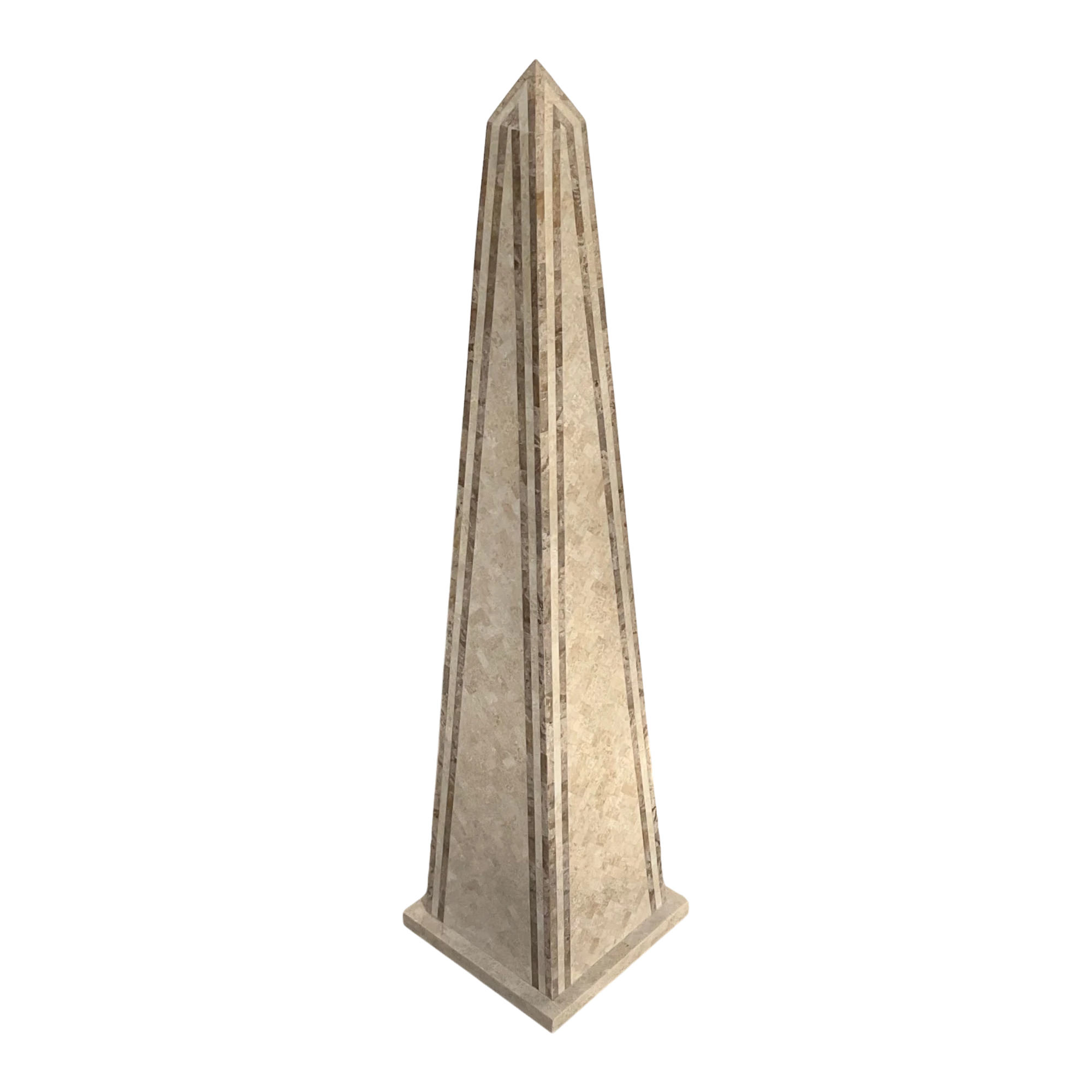 Vintage Boho Monumental Tessellated Stone Obelisk
