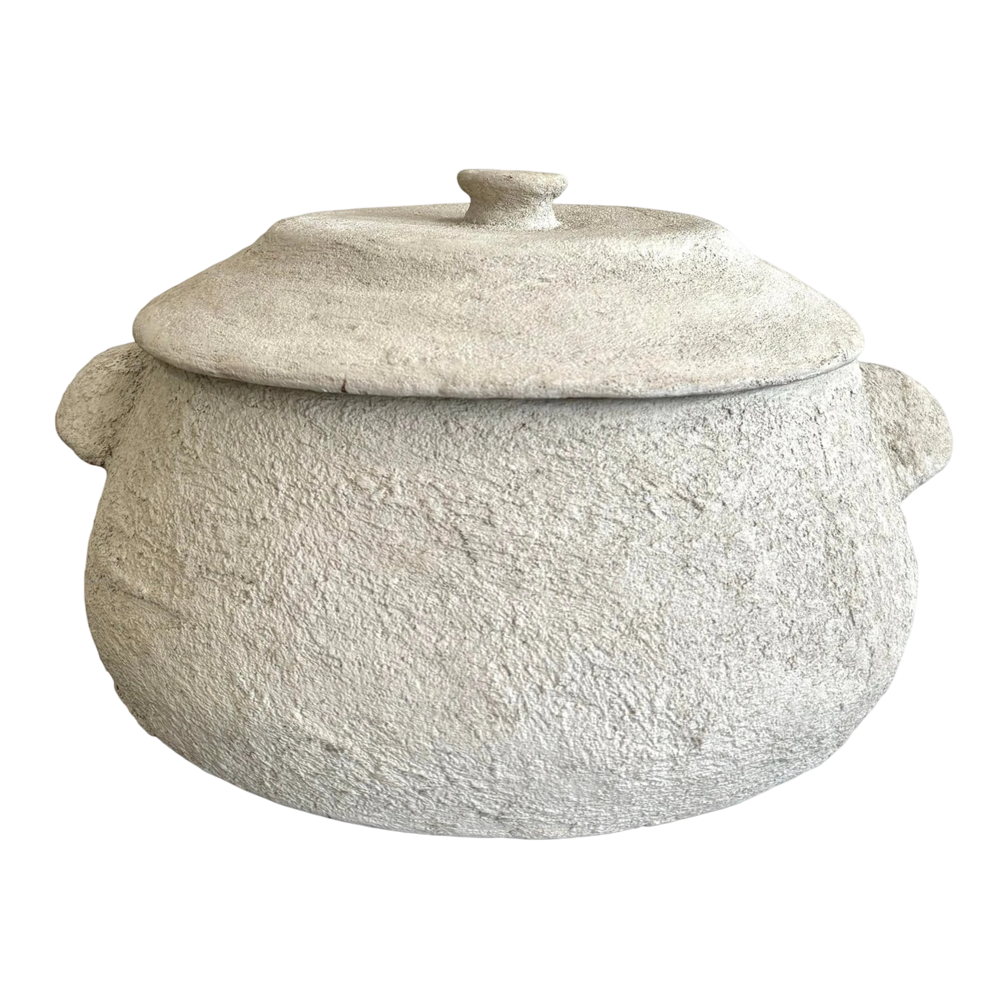 Vintage Boho Monumental Textured Ceramic Lidded Bowl