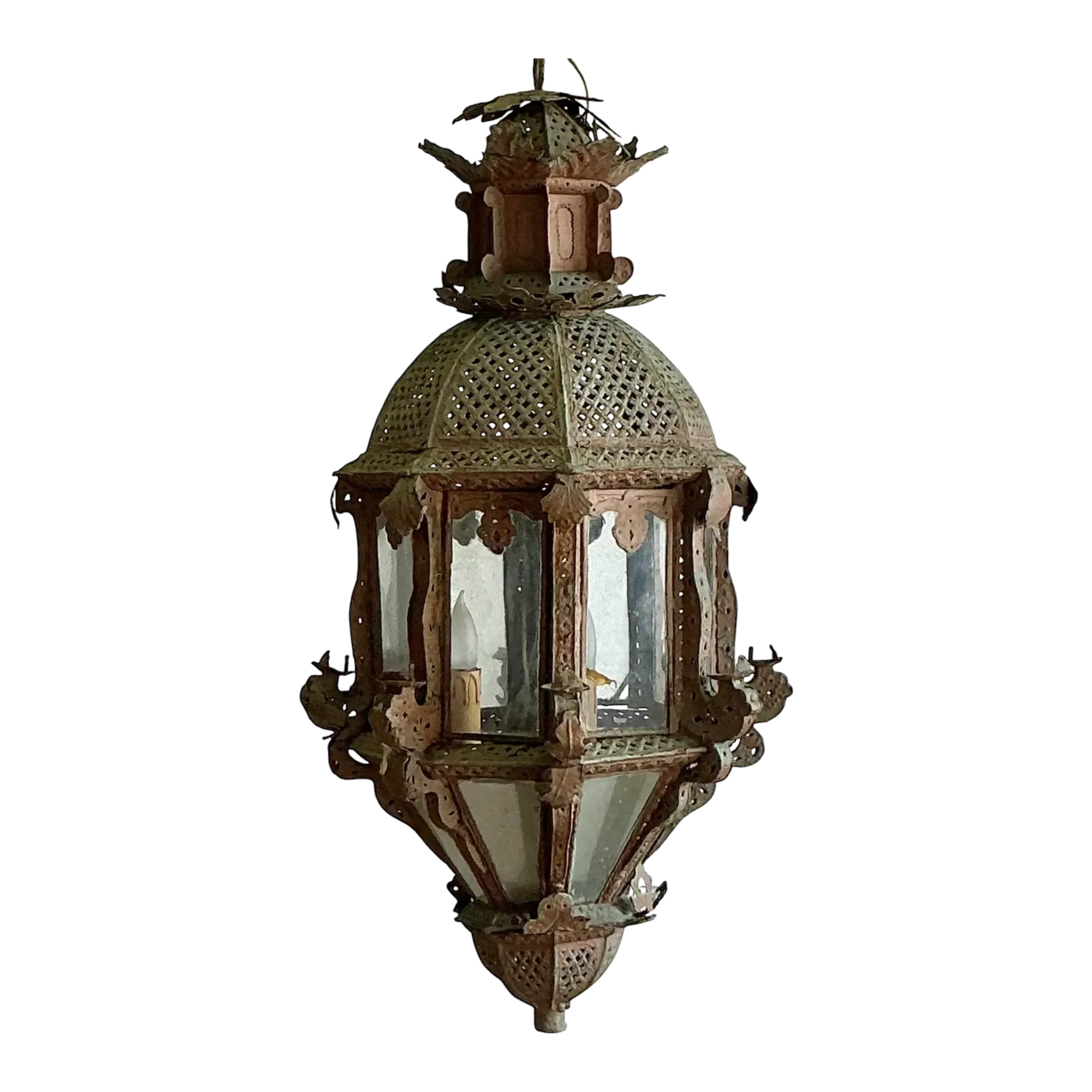 Vintage Boho Moroccan Patinated Lantern