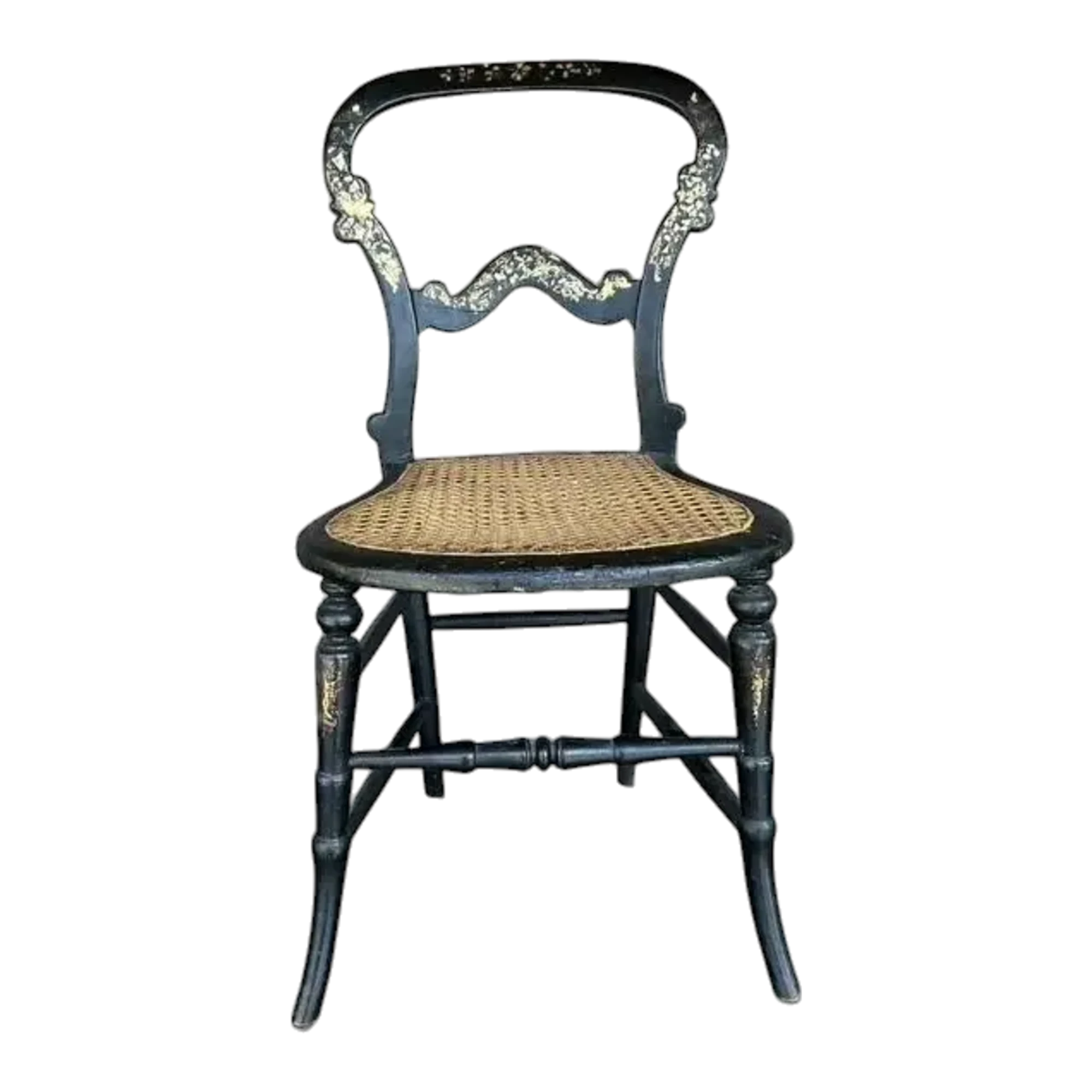 Vintage Boho Mother of Pearl Inlay Papier Mache Chair