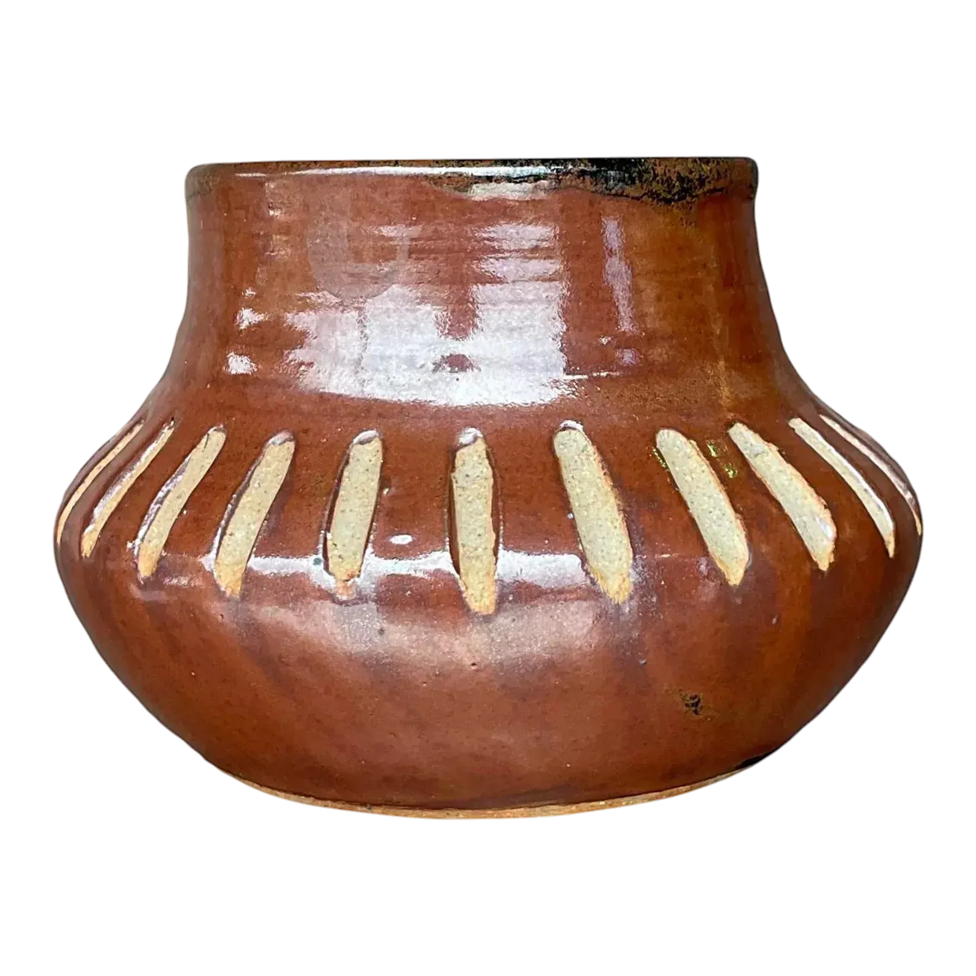 Vintage Boho Notched Studio Pottery Vase