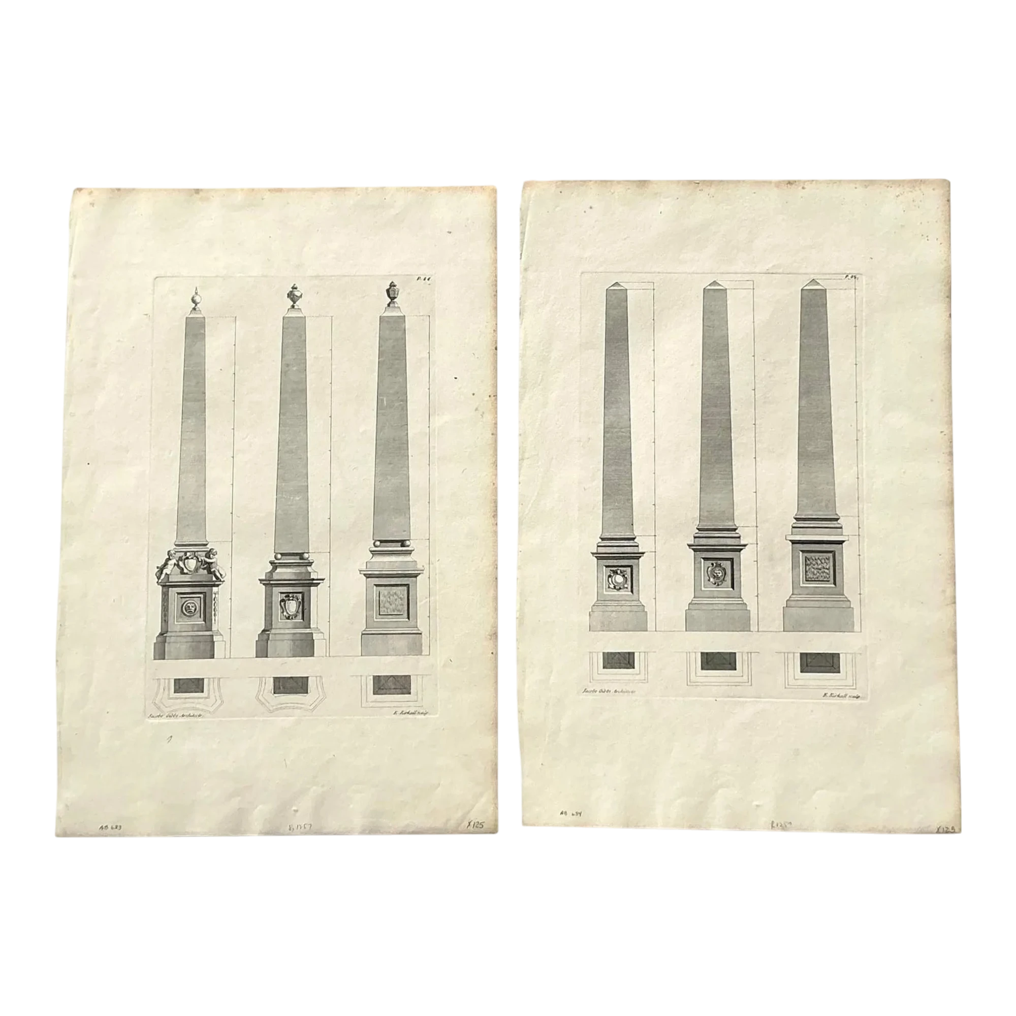 Vintage Boho Obelisk Engravings - Set of 2