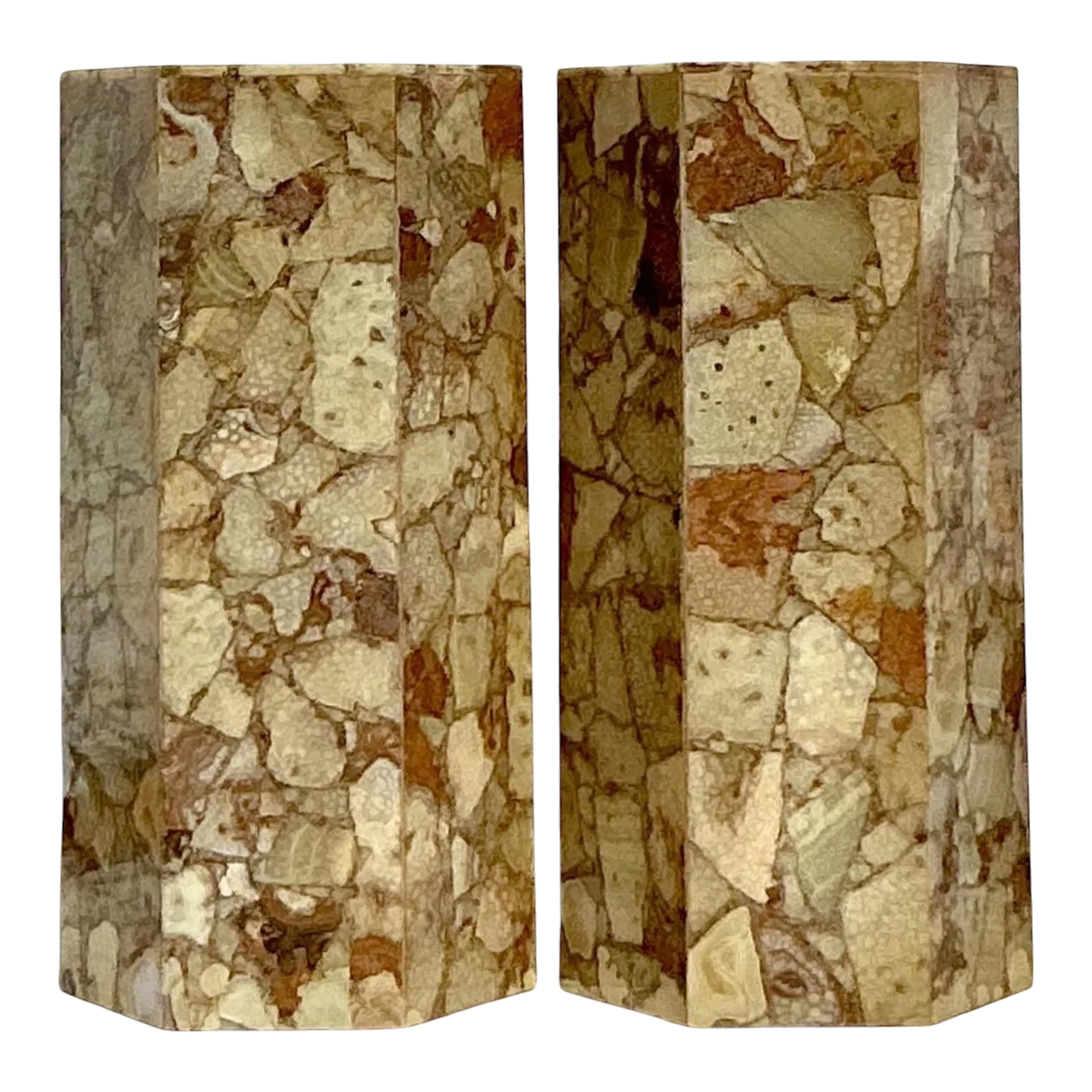 Vintage Boho Octagon Onyx Pedestals - A Pair