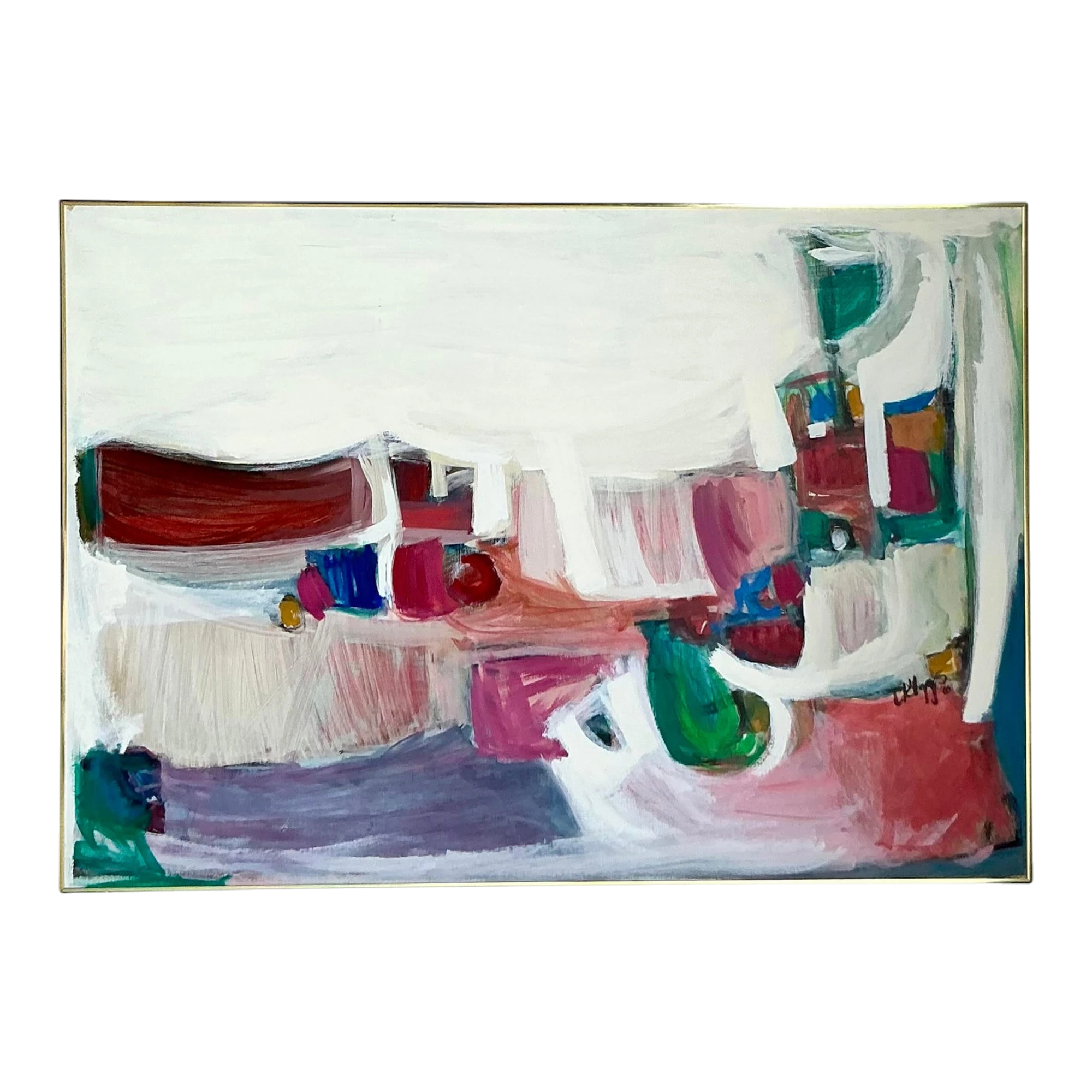 Vintage Boho Original 1966 Abstract Oil on Canvas