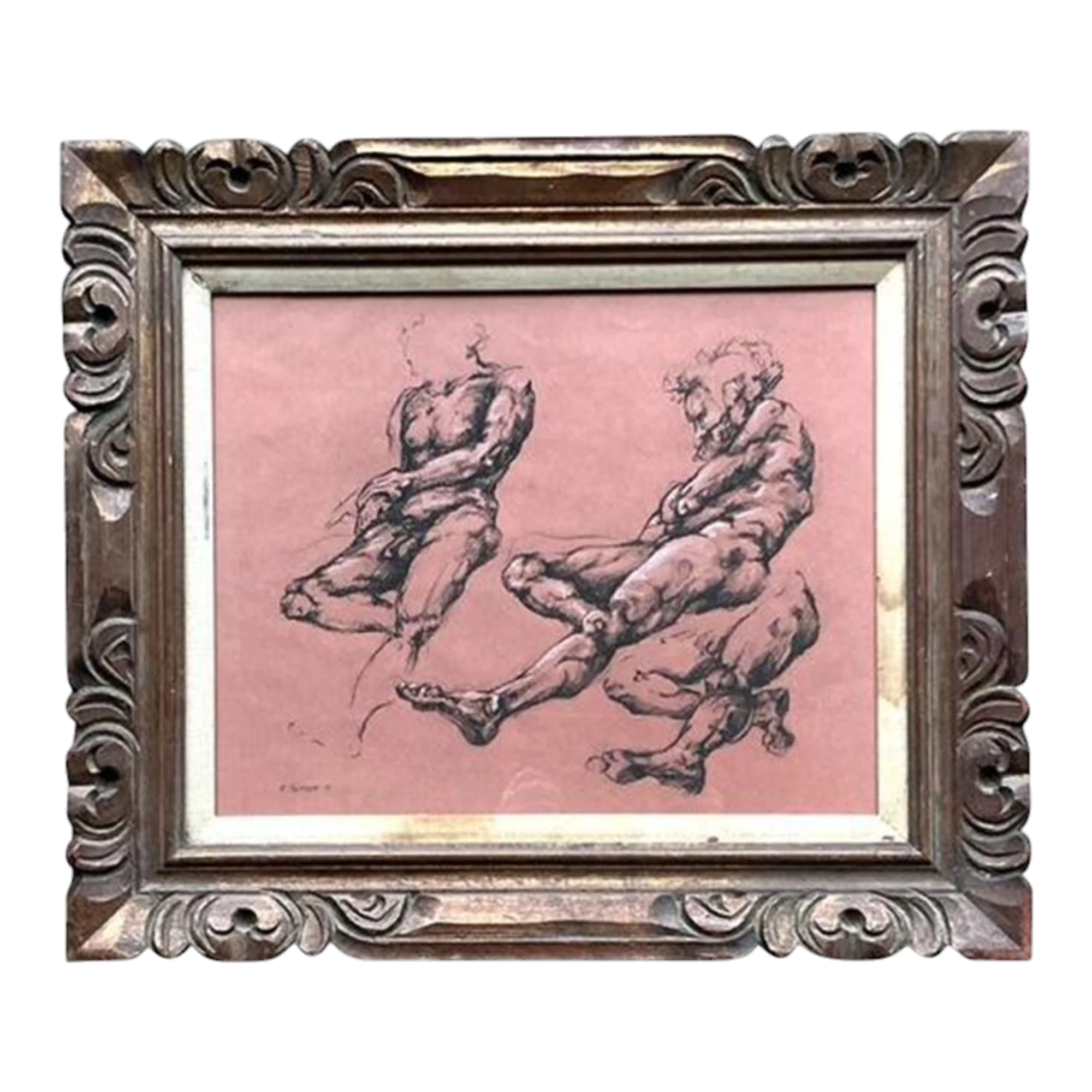 Vintage Boho Original 1977 Paper Anatomy Sketch on Paper