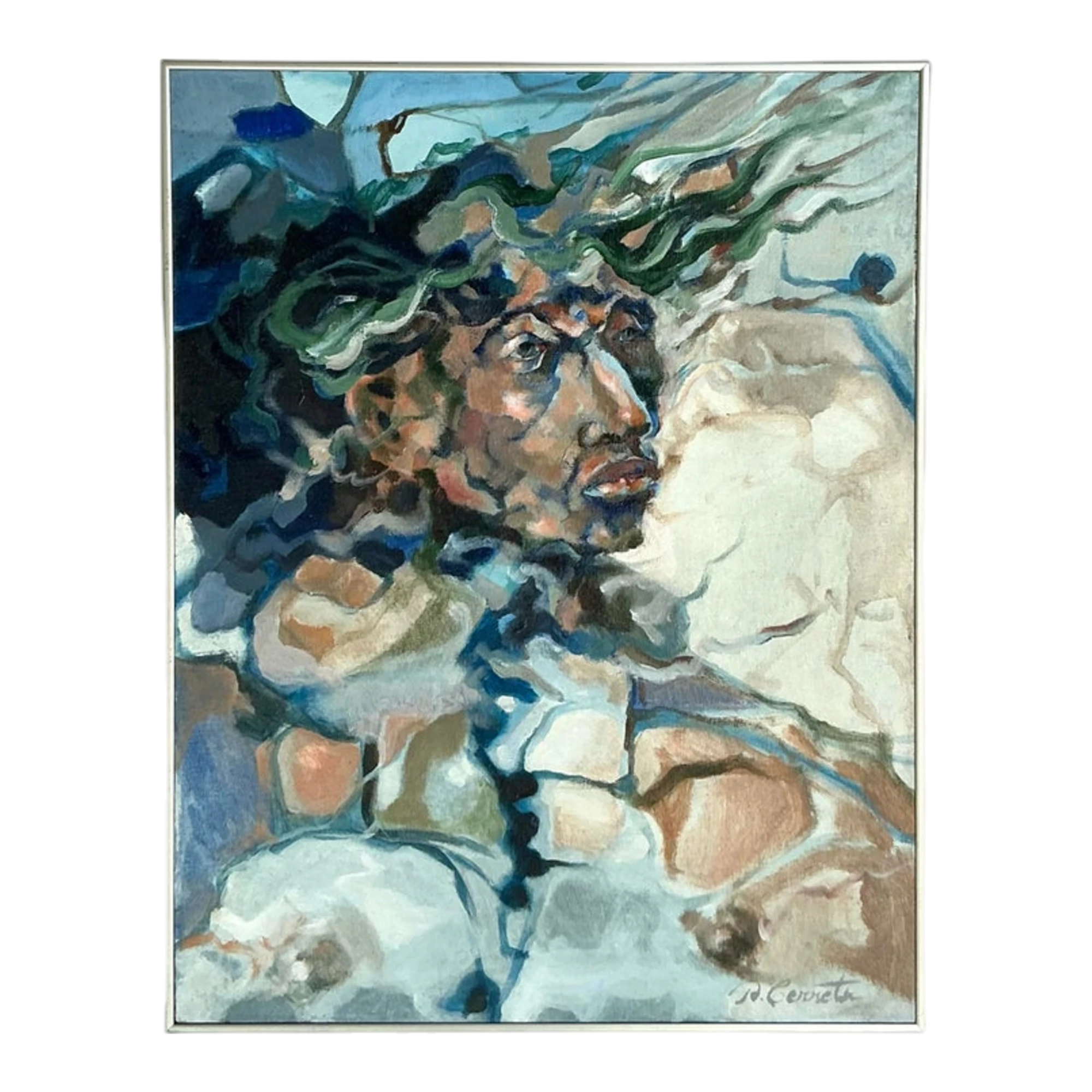 Vintage Boho Original Abstract Figurative on Canvas