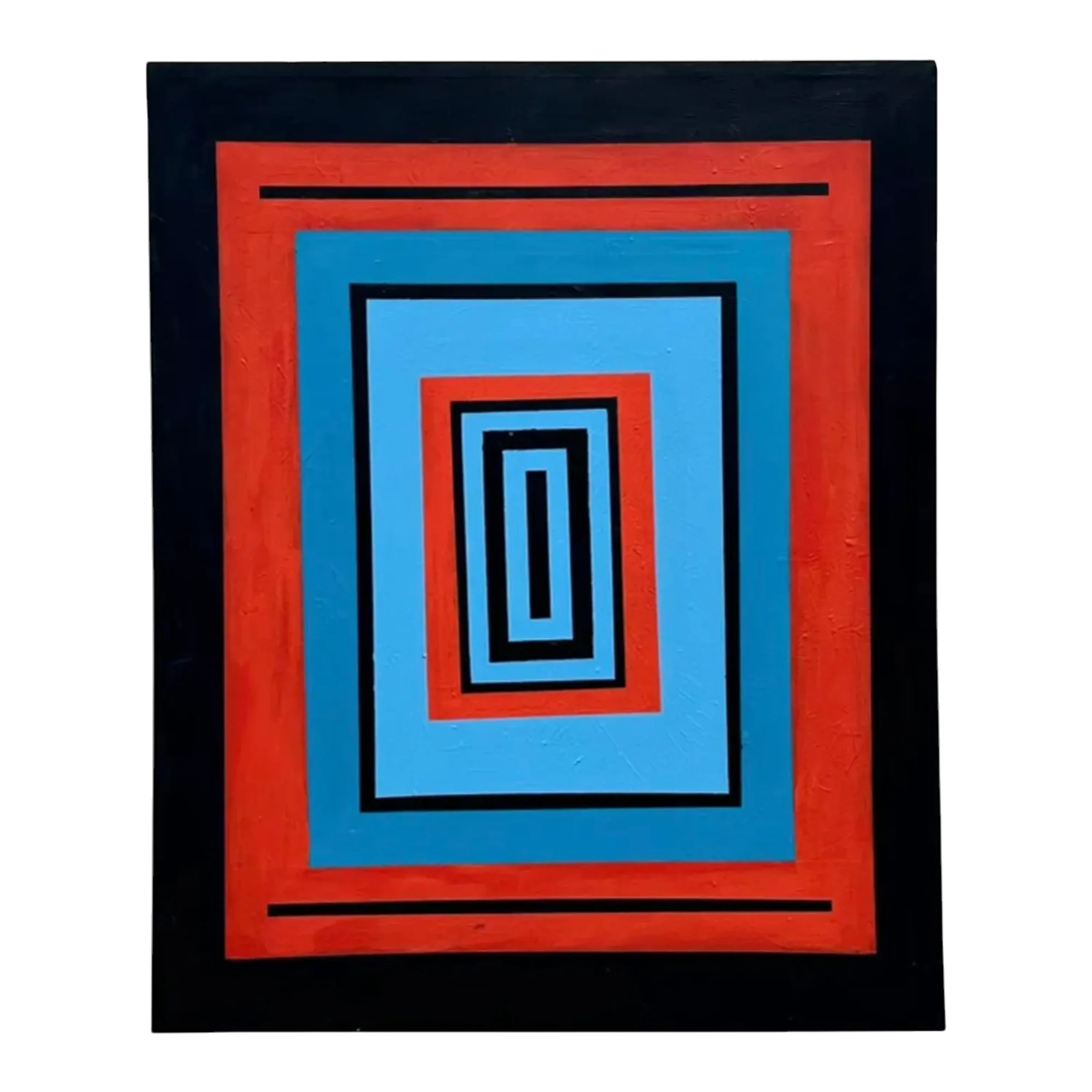 Vintage Boho Original Abstract Geometric Painting on Canvas