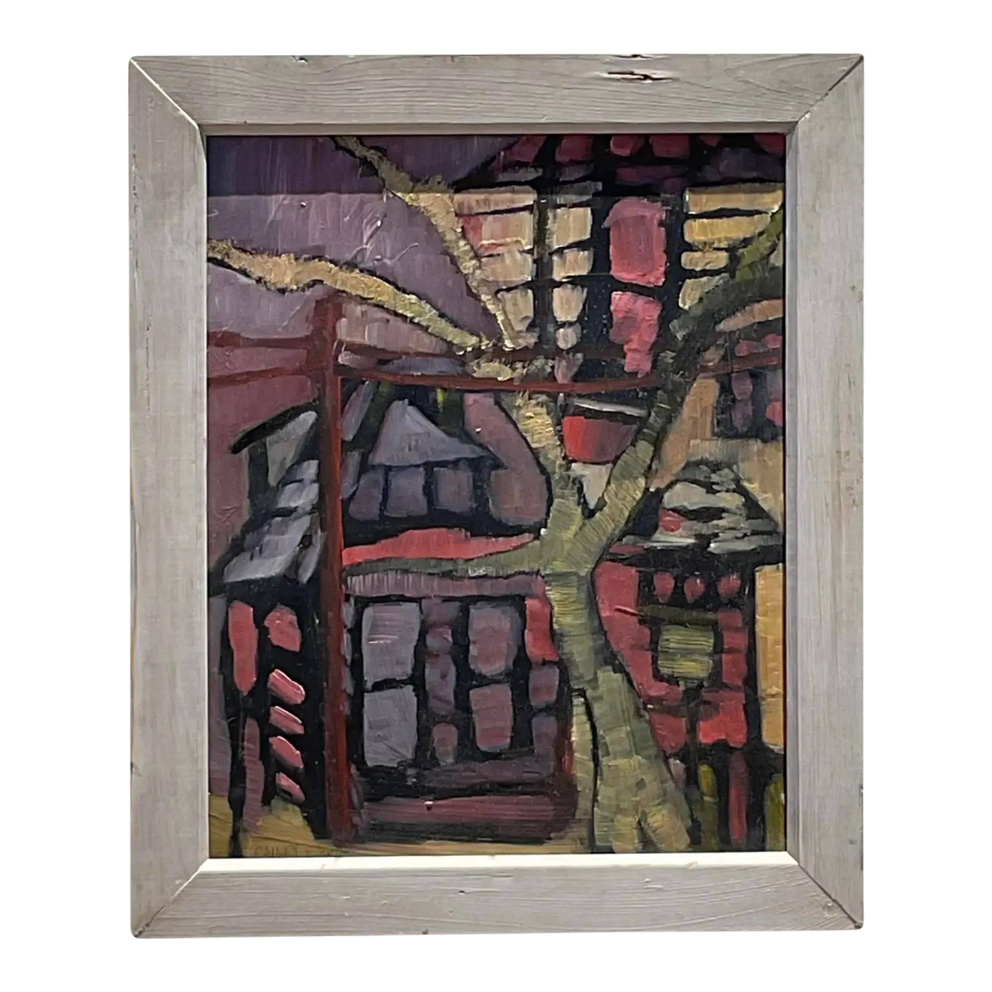 Vintage Boho Original Abstract Landscape Painting on Canvas