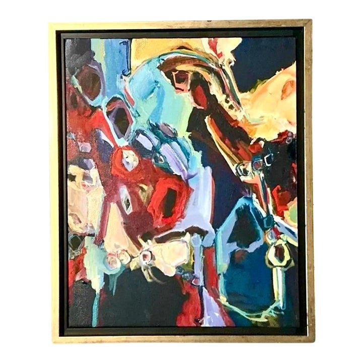 Vintage Boho Original Abstract Oil on Canvas