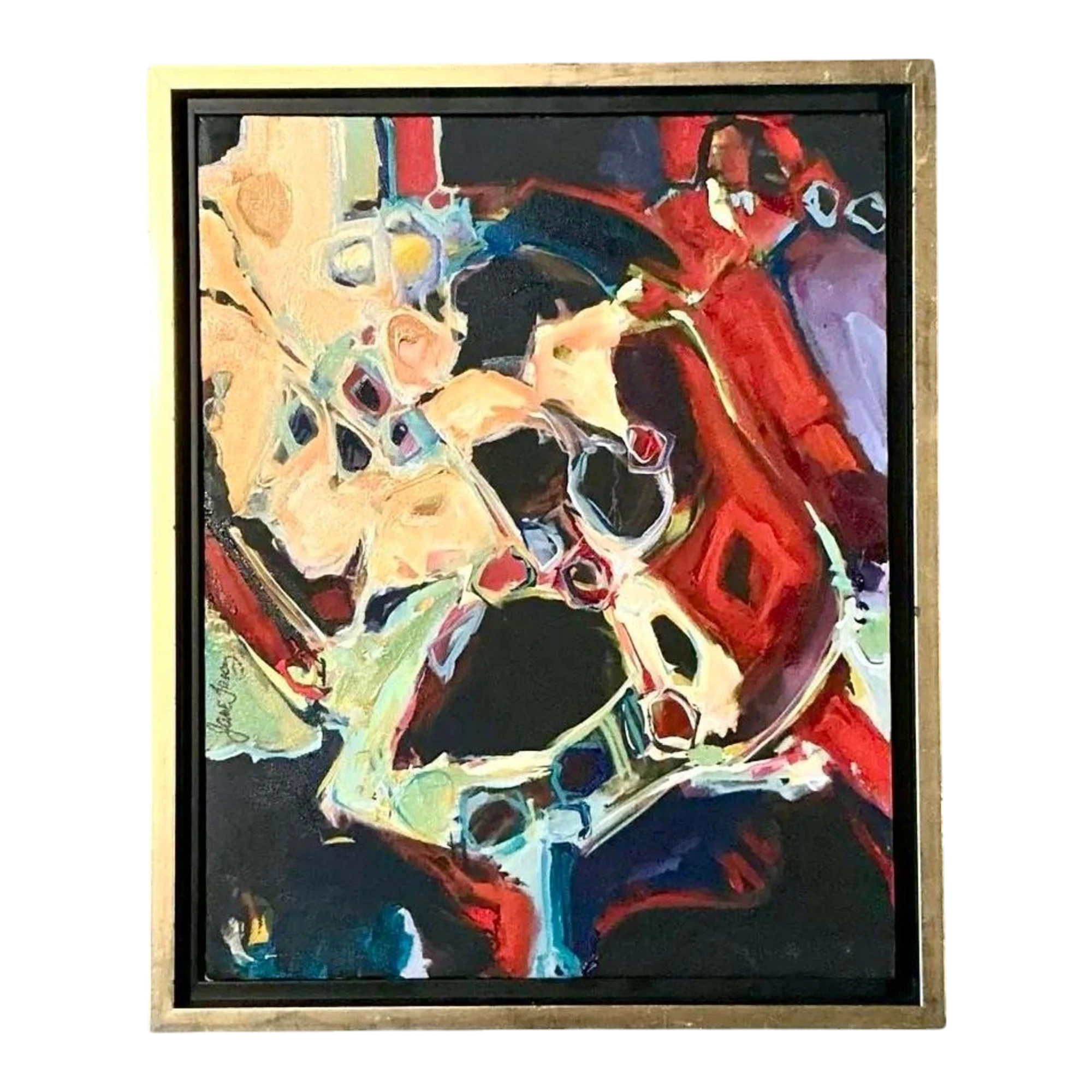 Vintage Boho Original Abstract Oil on Canvas - Canvas, 18W x 22.25H