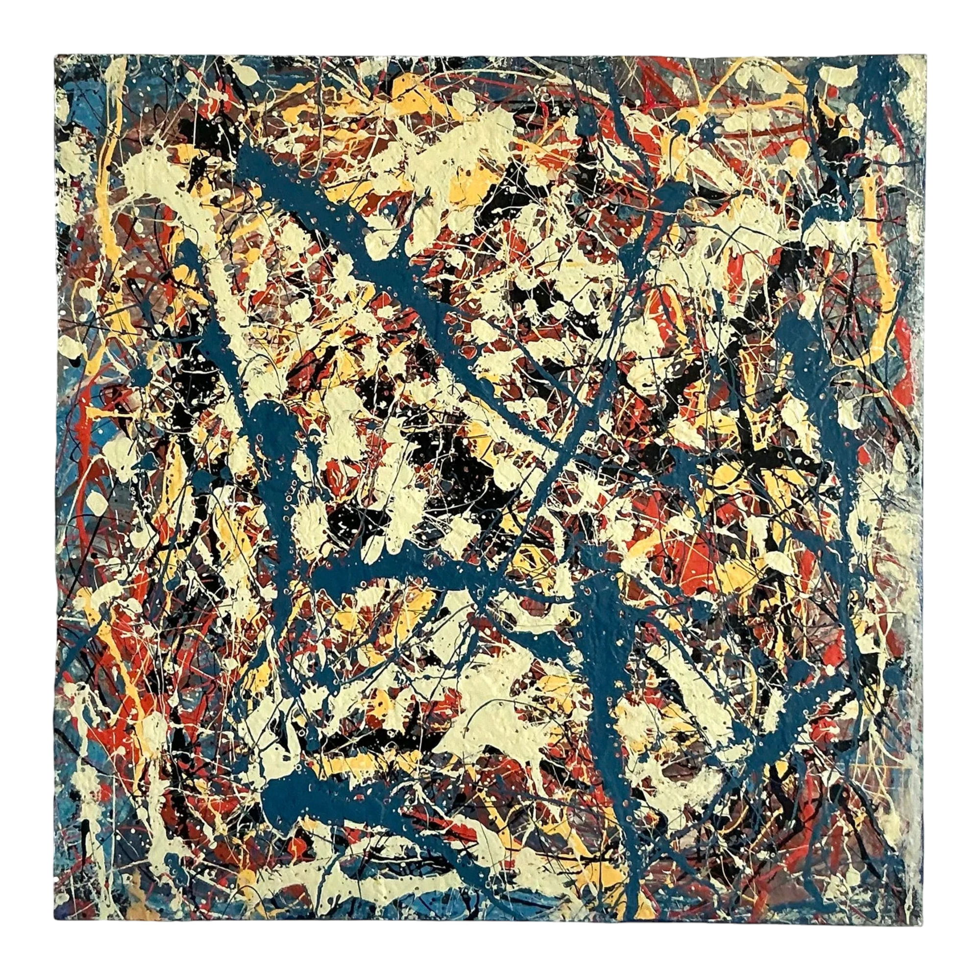 Vintage Boho Original Abstract Oil on Canvas - Canvas, 36W x 36H