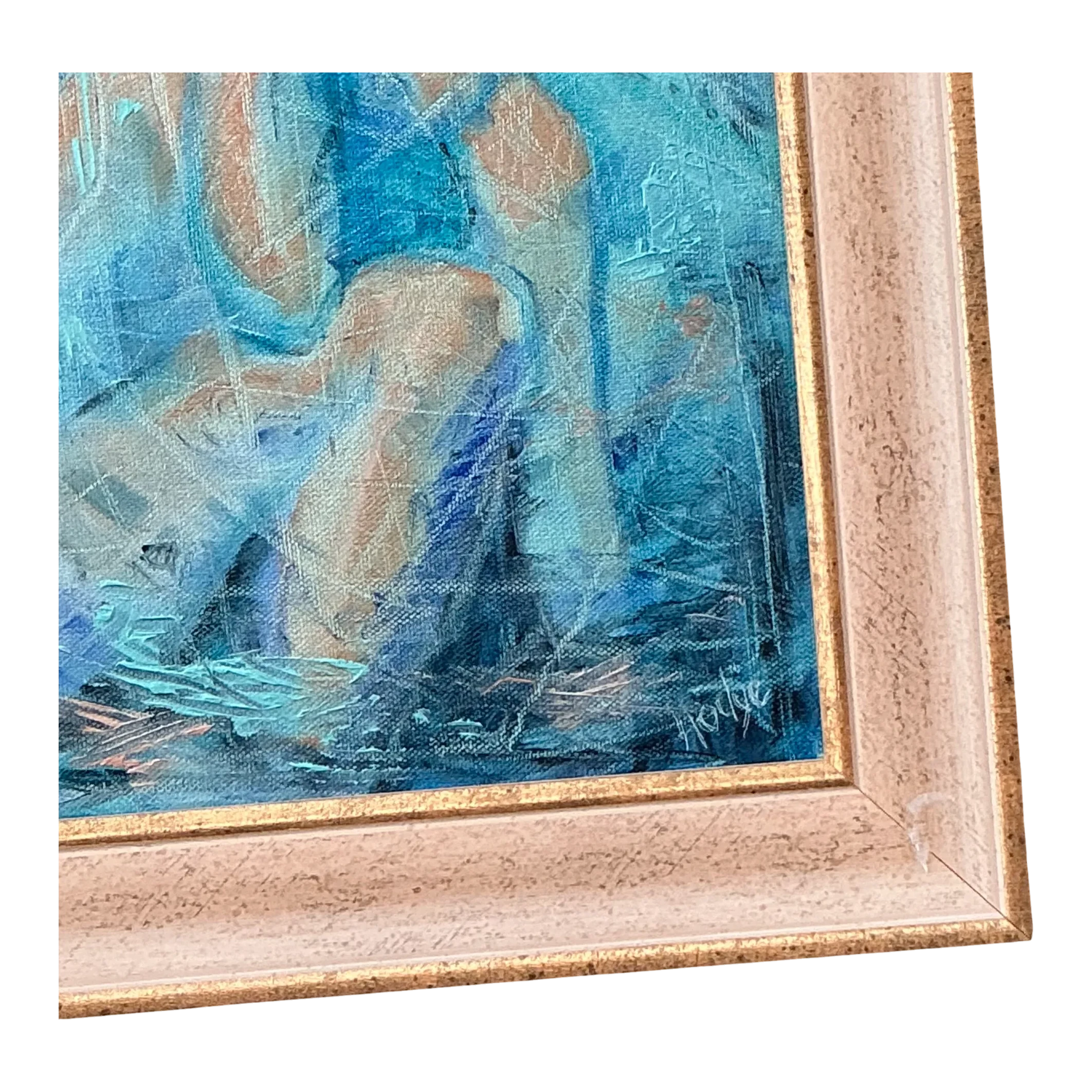 Vintage Boho Original Abstract Oil On Canvas 