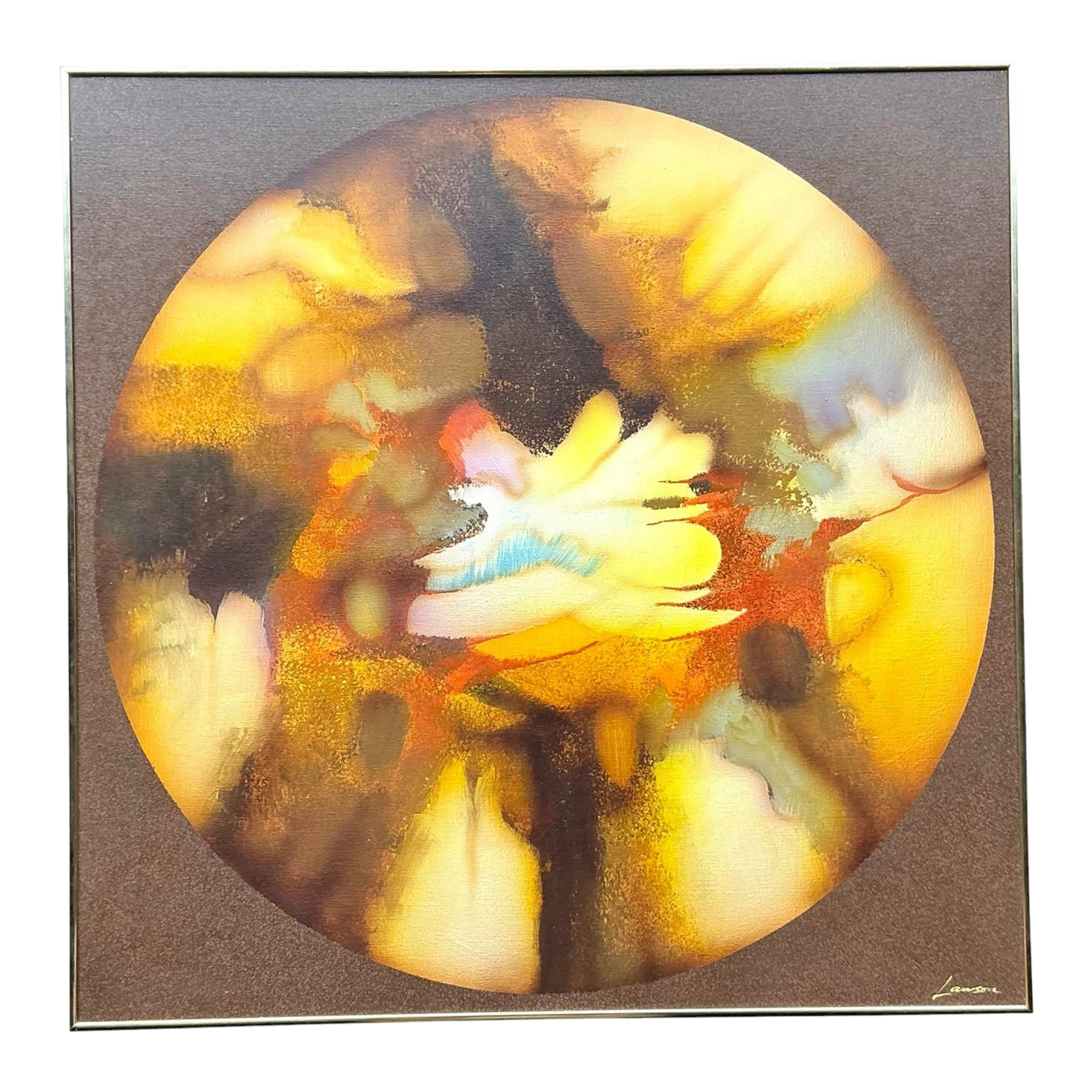 Vintage Boho Original Abstract Oil Painting on Canvas - Canvas, 40.25W x 40.25H