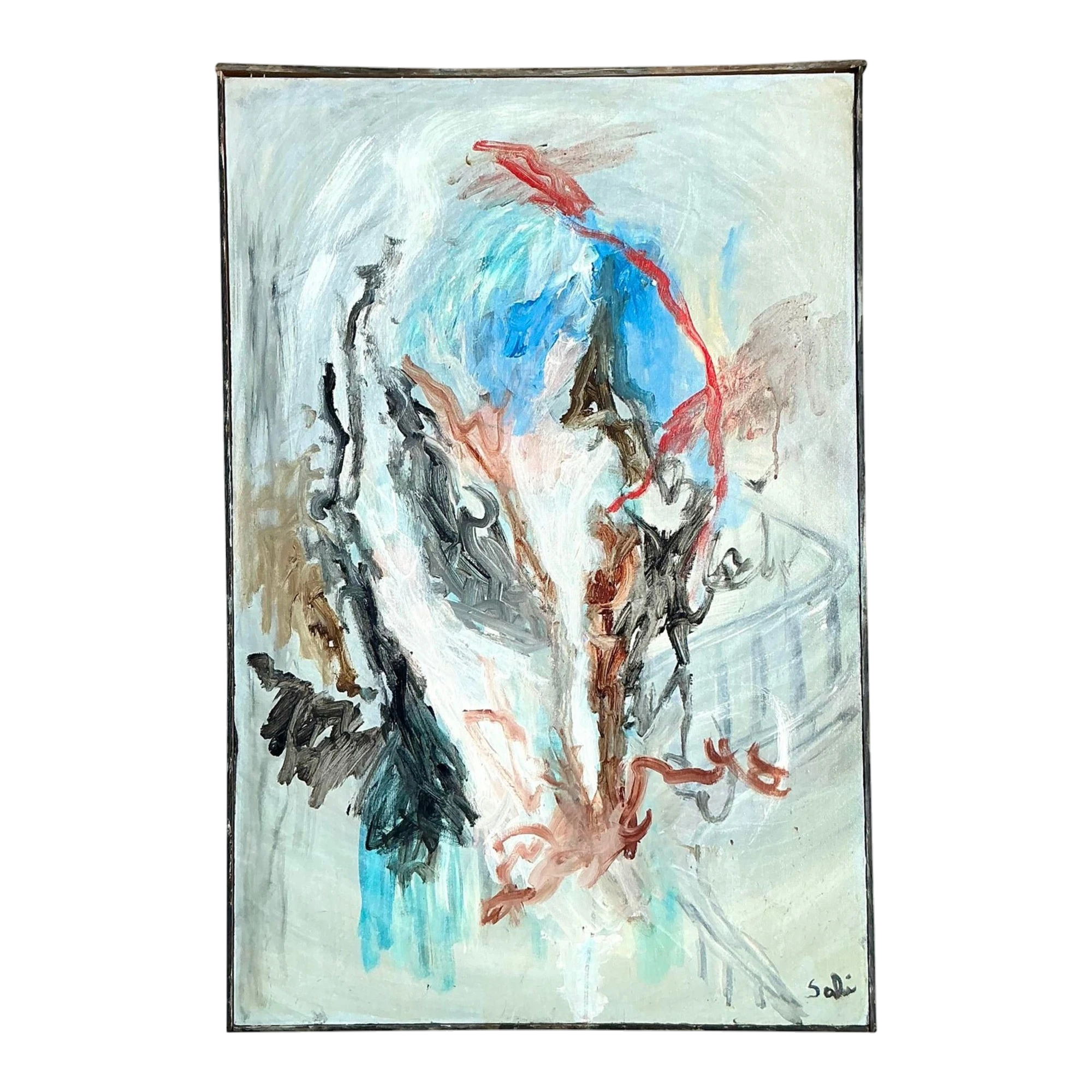 Vintage Boho Original Abstract Oil Painting on Canvas - Canvas, 24.5W x 36.5H