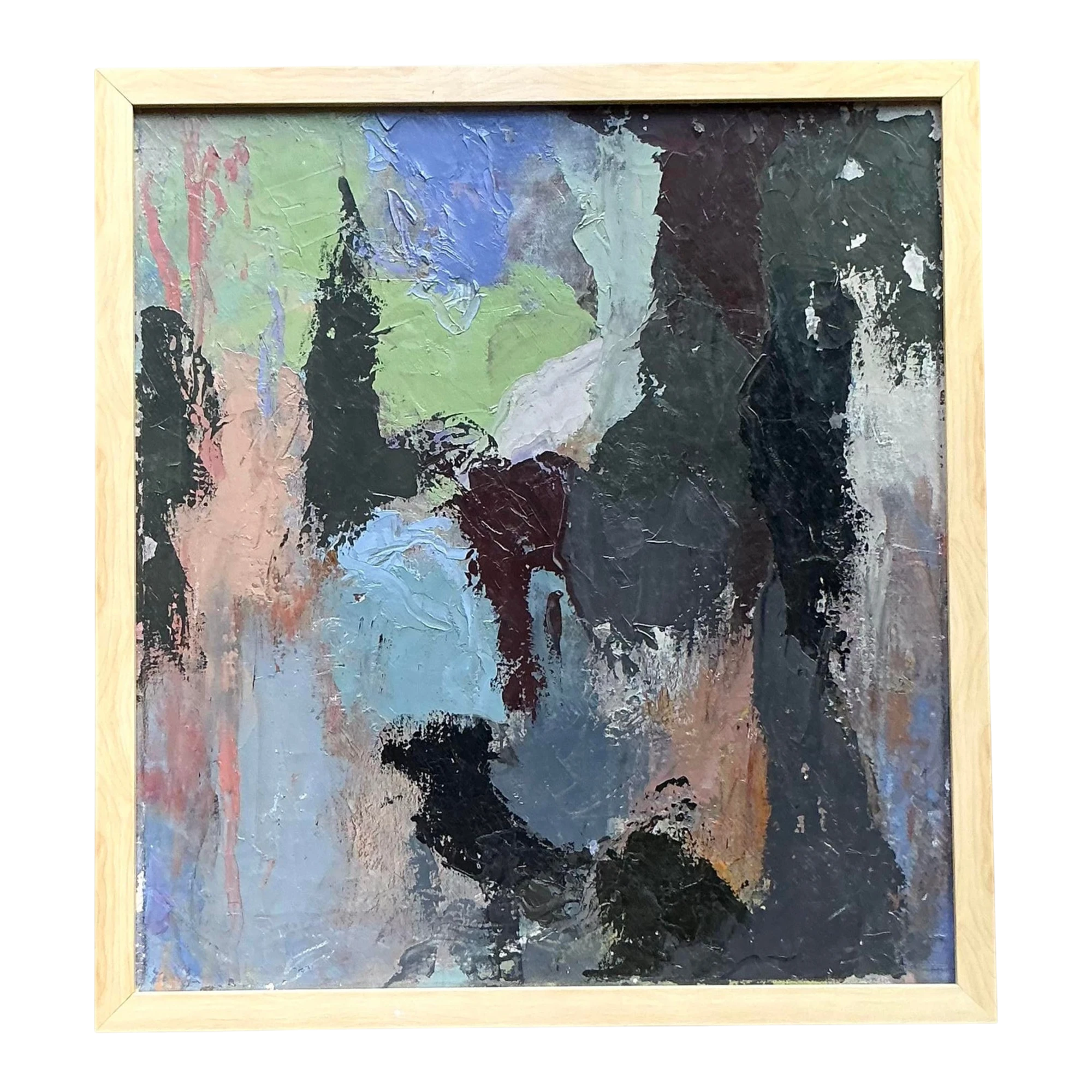 Vintage Boho Original Abstract Oil Painting on Canvas - Canvas, 23.75W x 25.75H