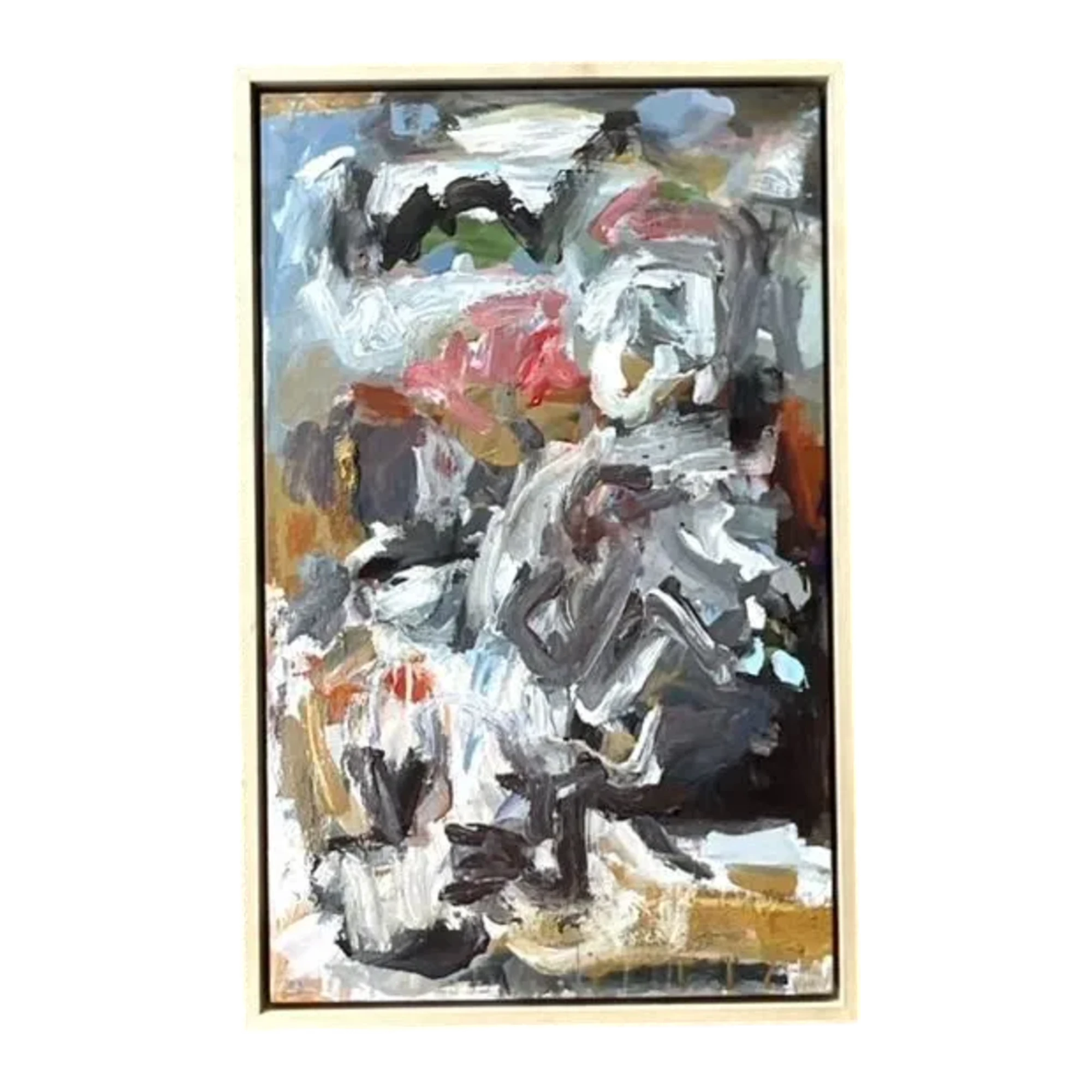 Vintage Boho Original Abstract Oil Painting on Canvas - Canvas, 18.5W x 29.25H