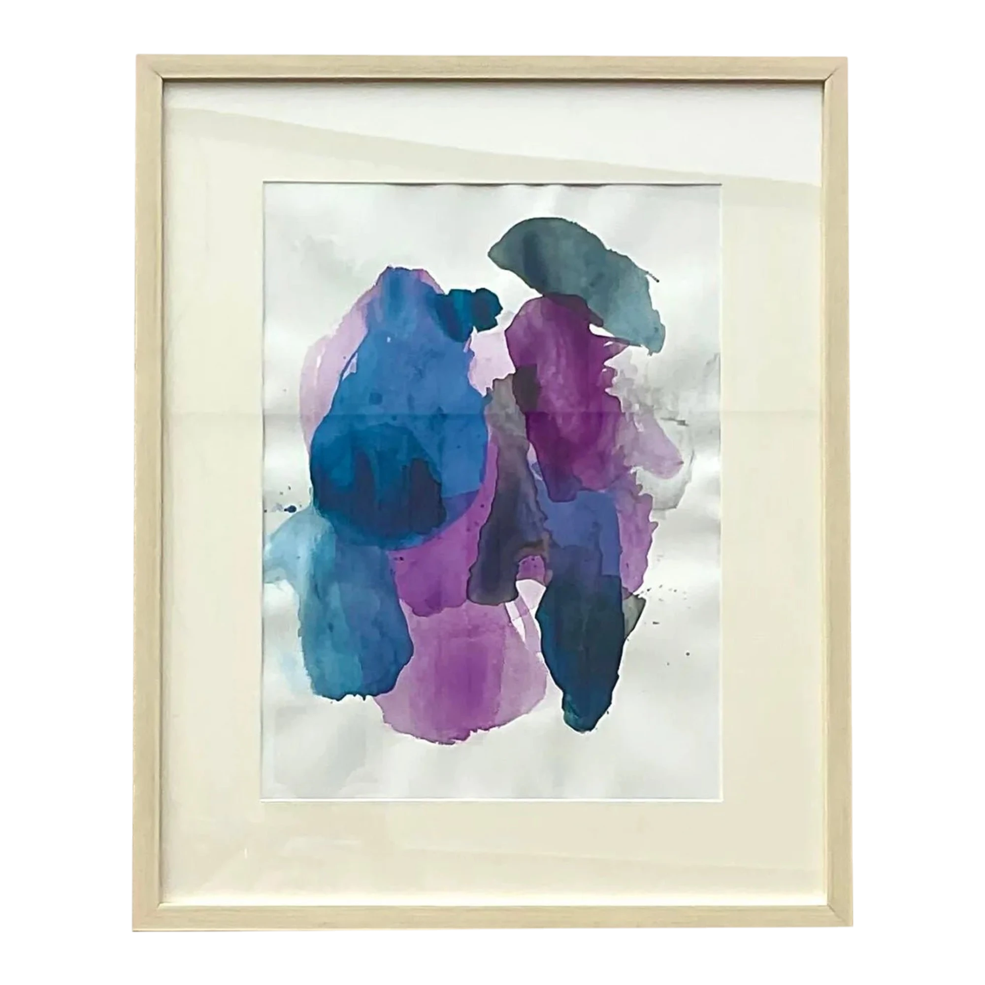 Vintage Boho Original Abstract Watercolor on Paper Signed Swartz