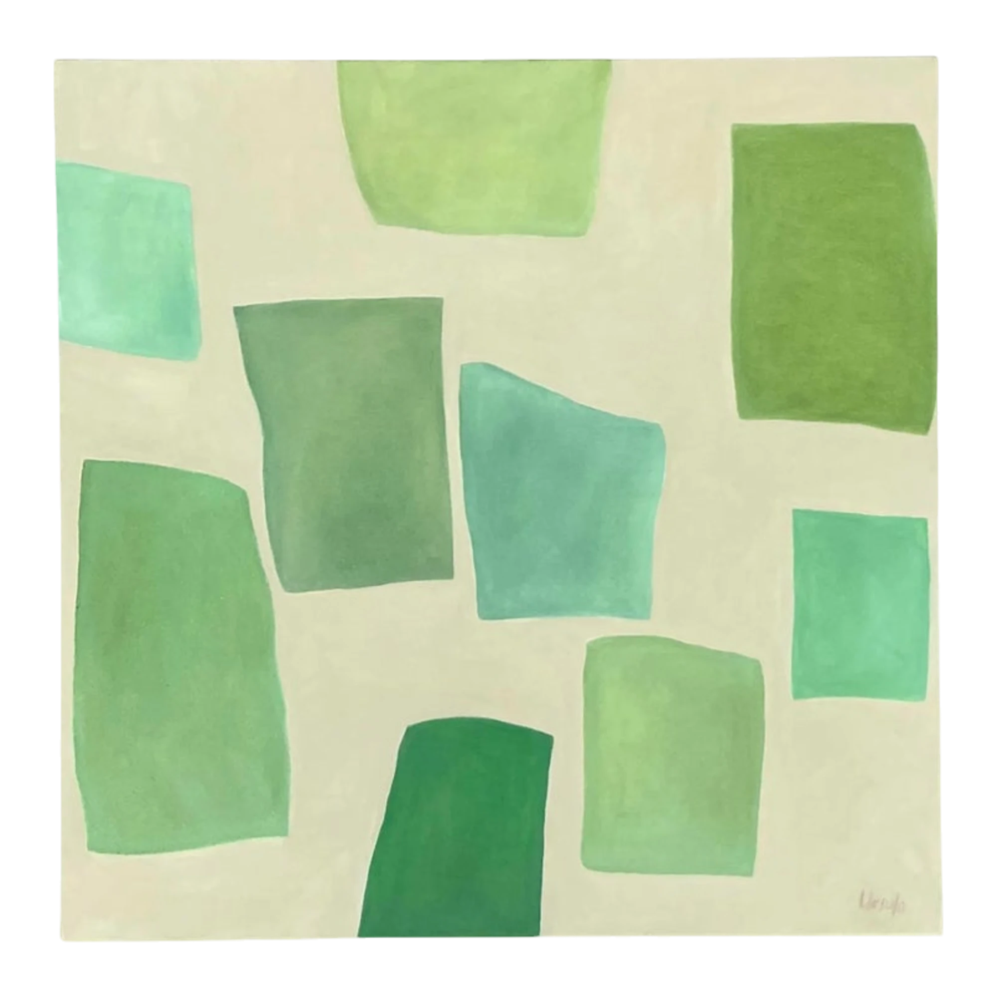 Vintage Boho Original Geometric Abstract Oil on Canvas - Canvas, 36W x 36H