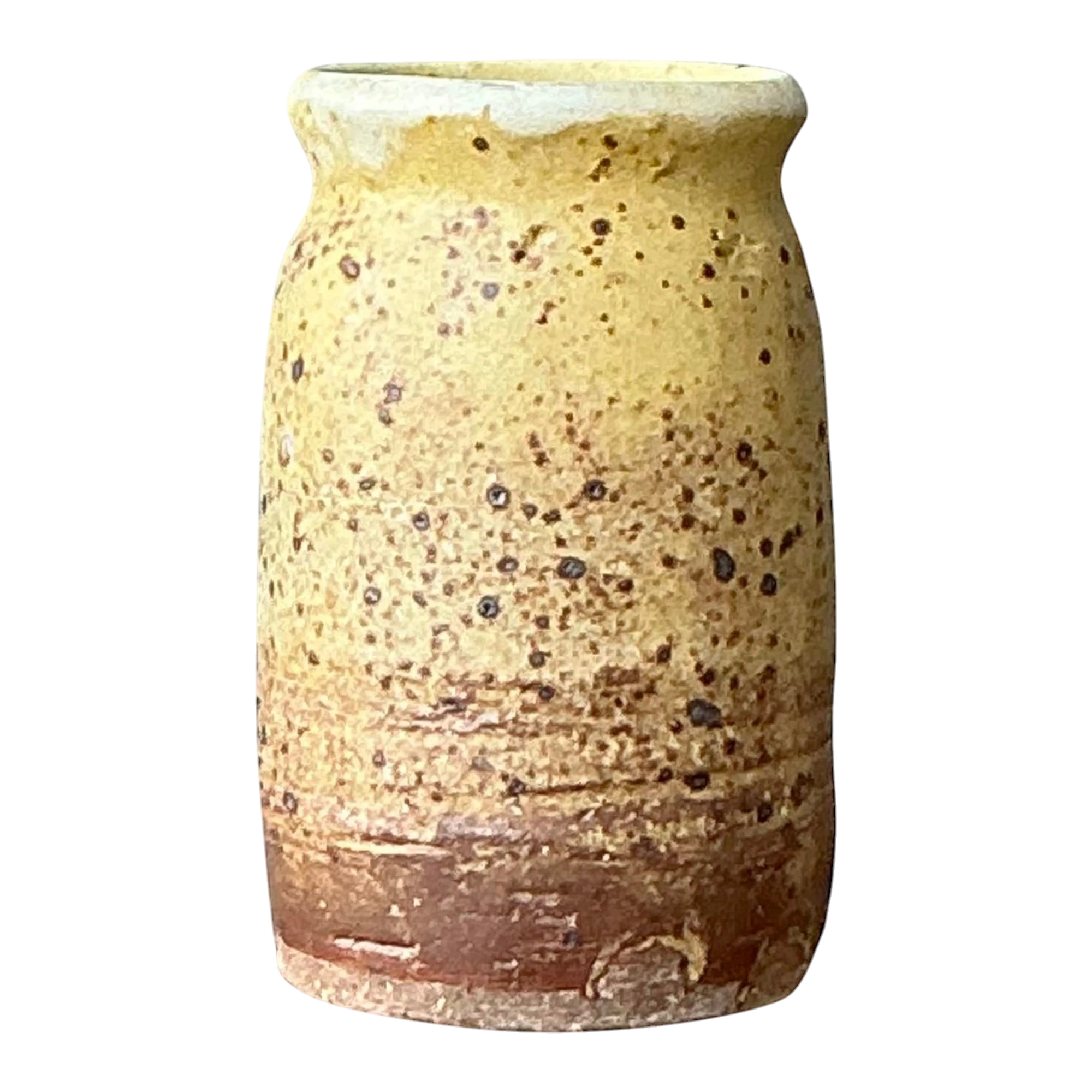 Vintage Boho Original Glazed Ceramic Vase - Ceramic, 2.5W x 4.25H