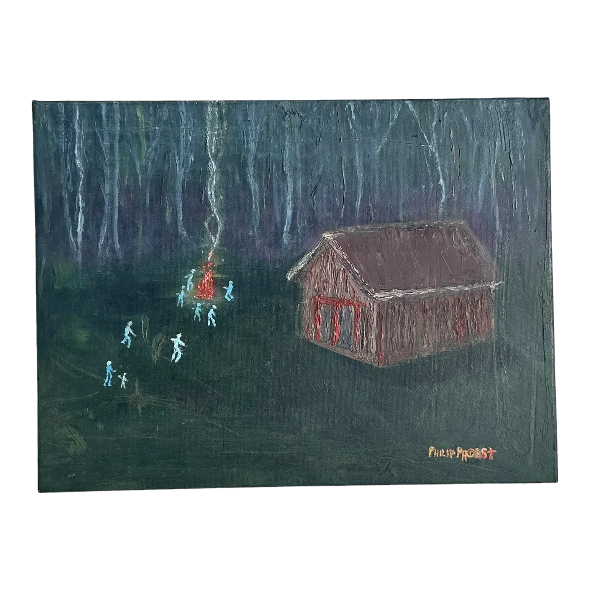 Vintage Boho Original Landscape Oil Painting on Canvas