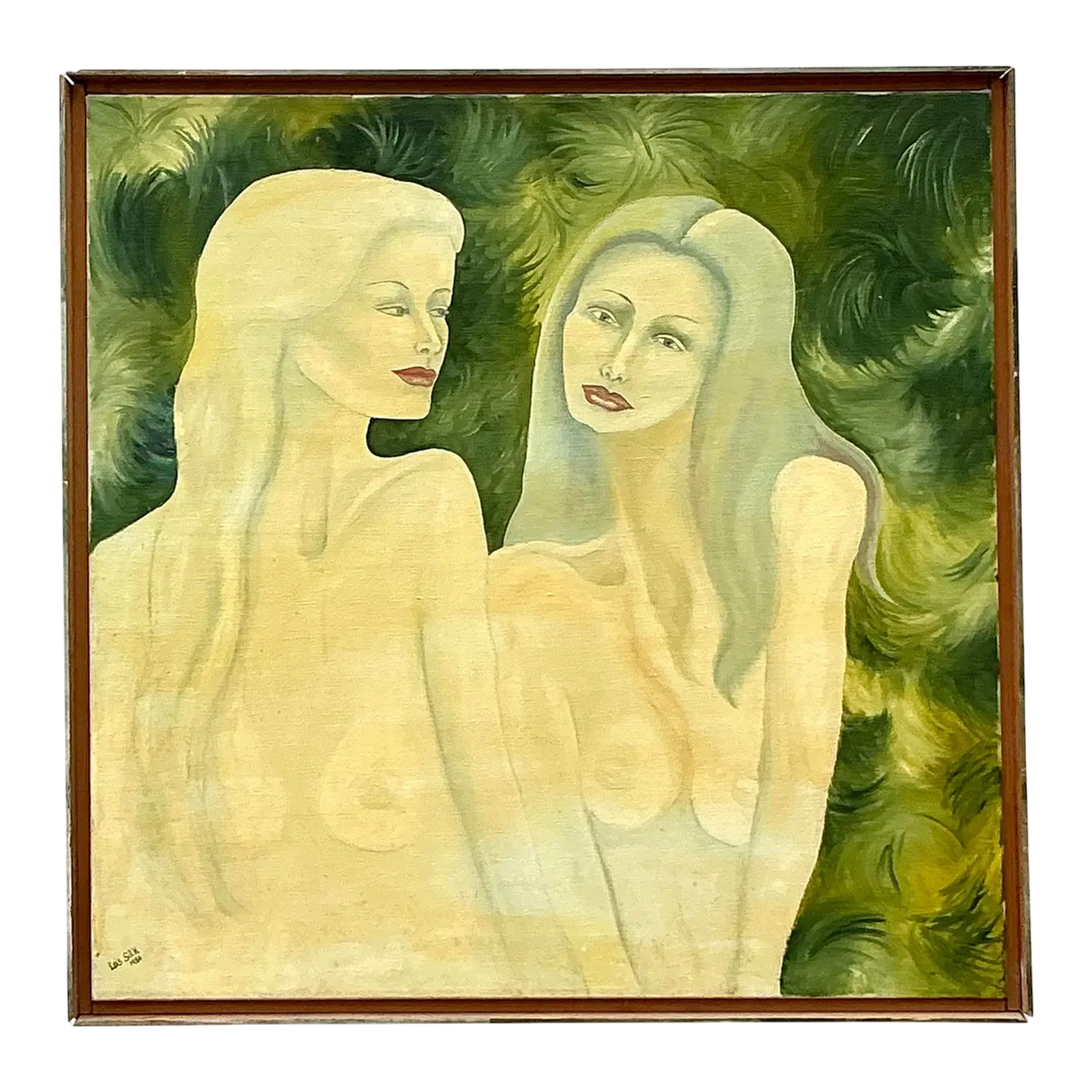 Vintage Boho Original Nude Figurative Oil Painting on Canvas