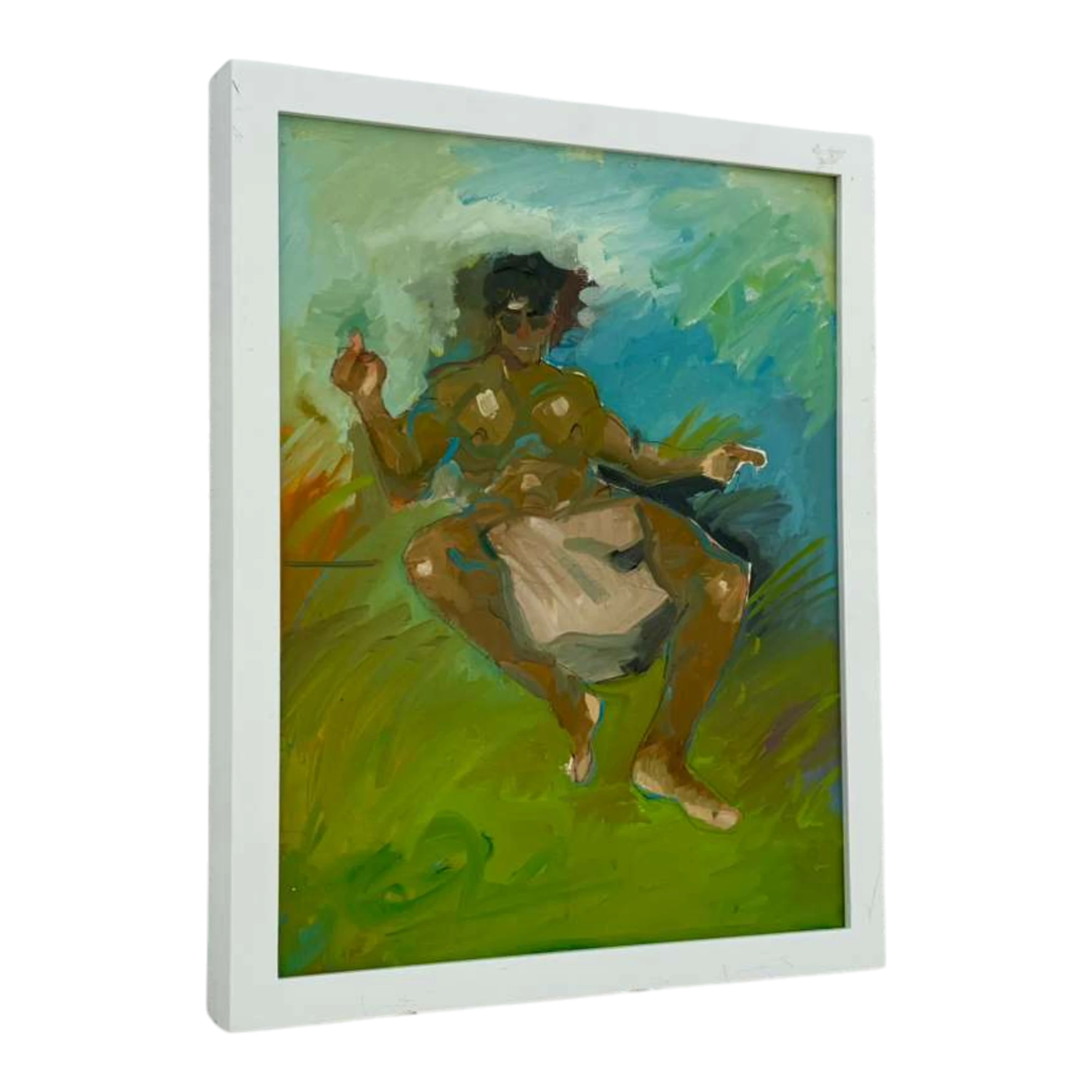 Vintage Boho Original Oil Figurative On Board