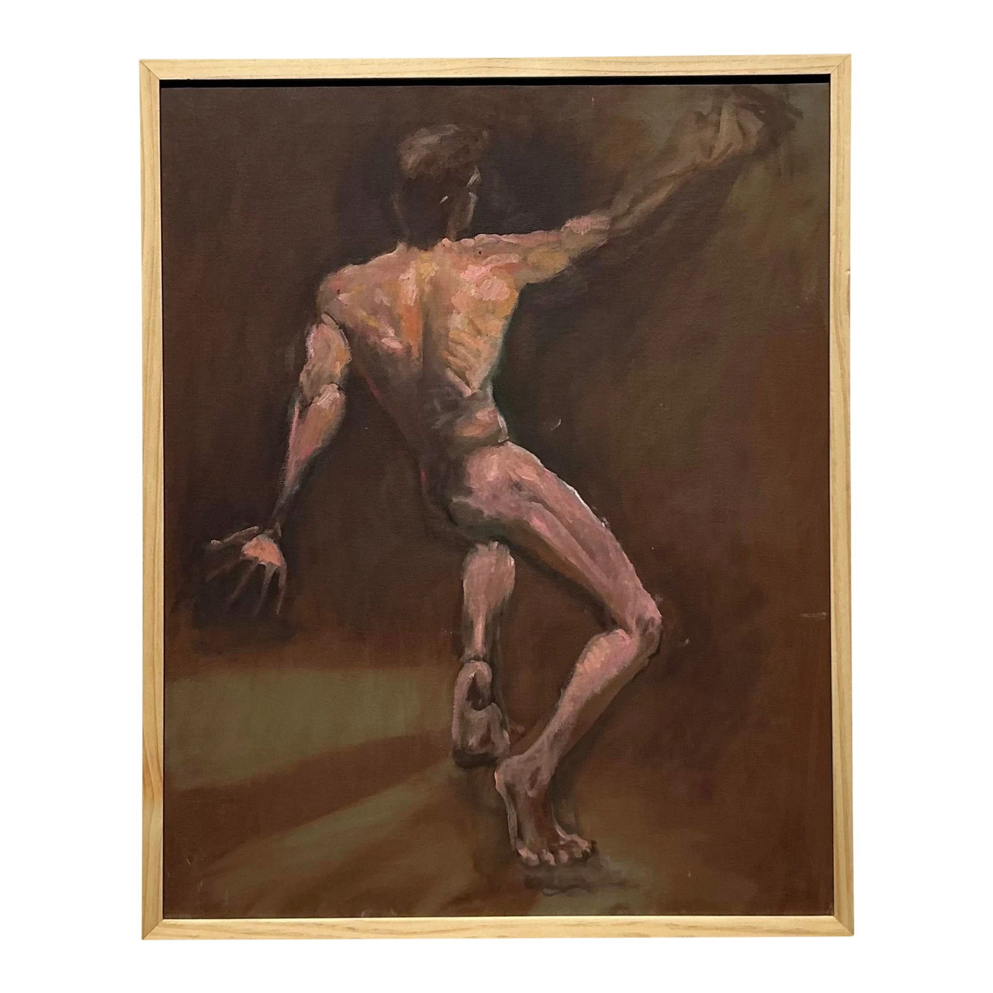 Vintage Boho Original Oil Nude on Canvas
