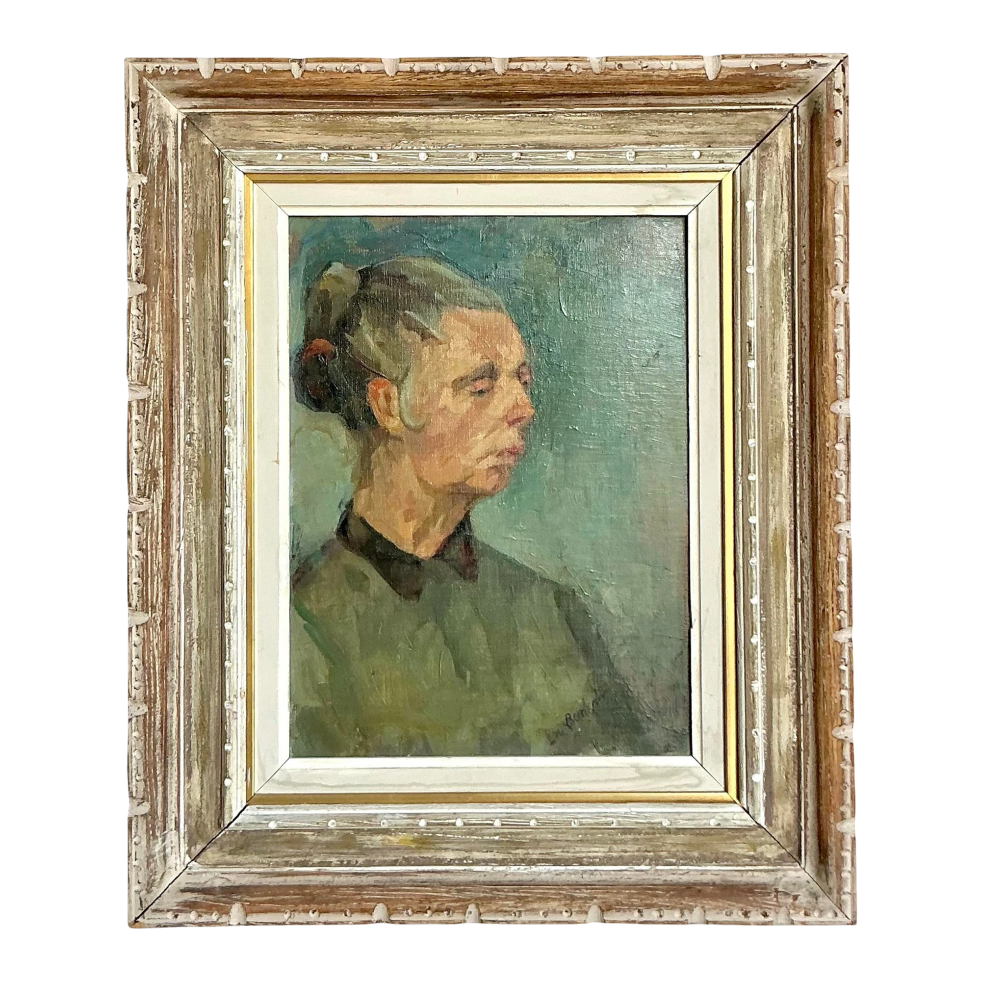 Vintage Boho Original Oil Portrait